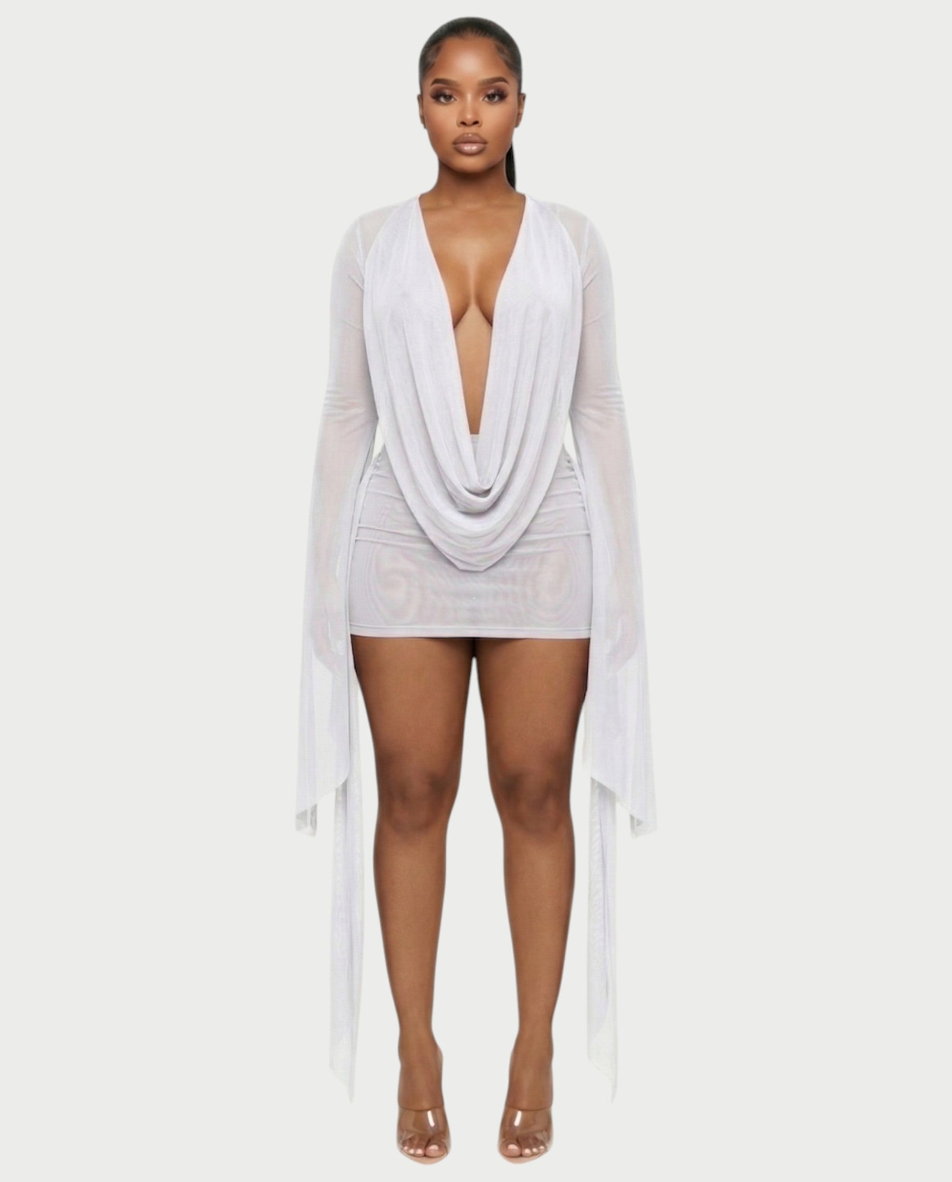 CAROL Cowl Neck Draped Mini Dress