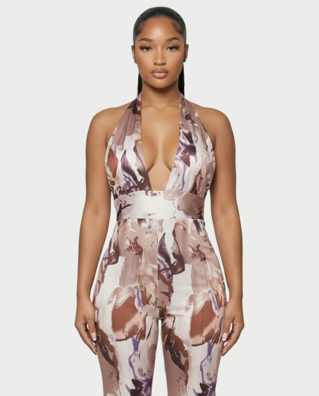 AMETHYST Printed Halter Neck Sleeveless Jumpsuit