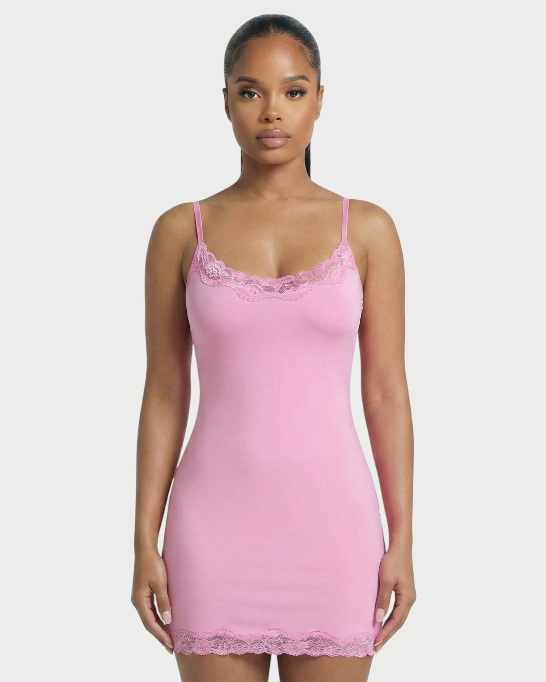 MEVAYA Lace-Trim Cami Bodycon Mini Dress