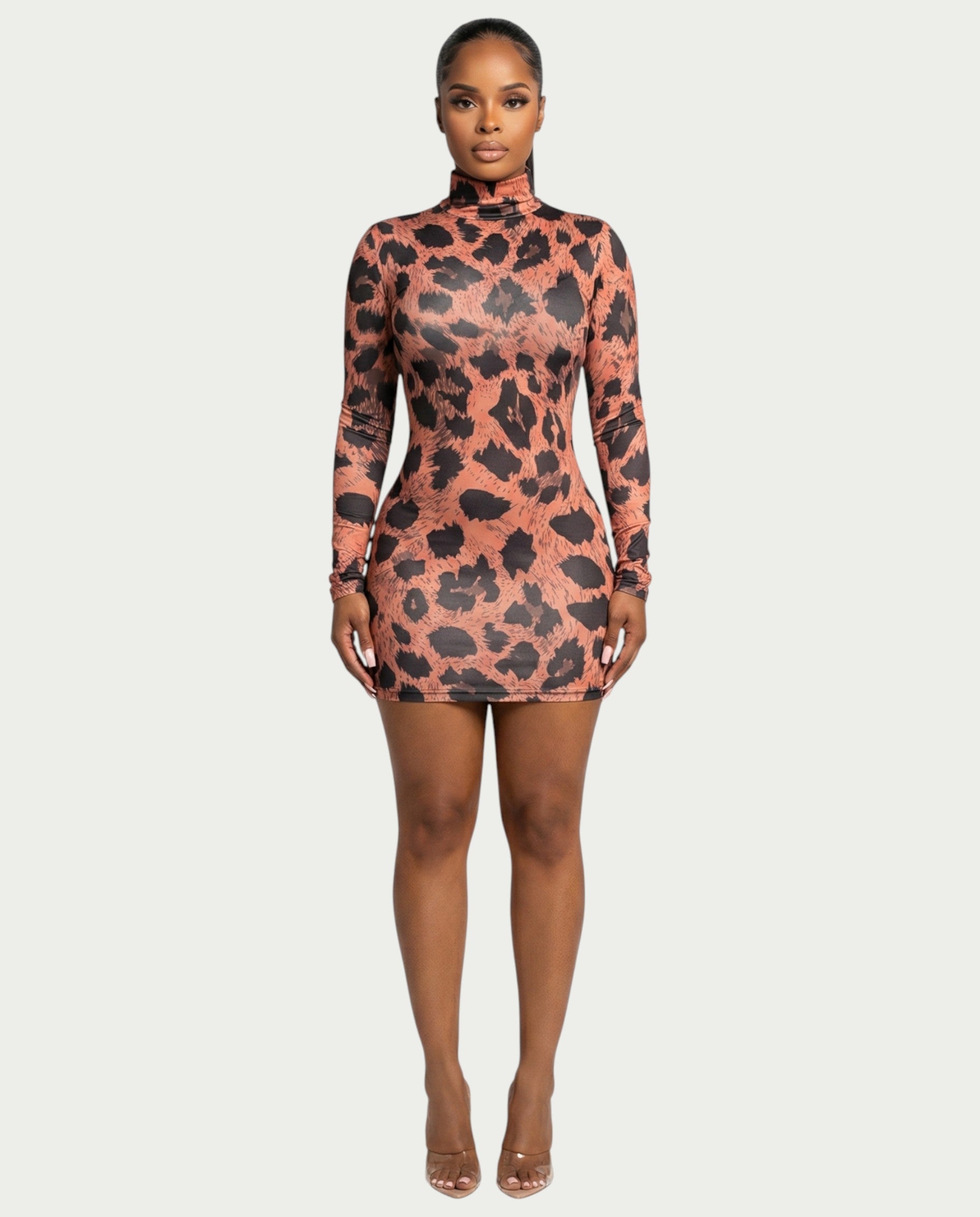 JAMILA Leopard Print Mini Bodycon Dress