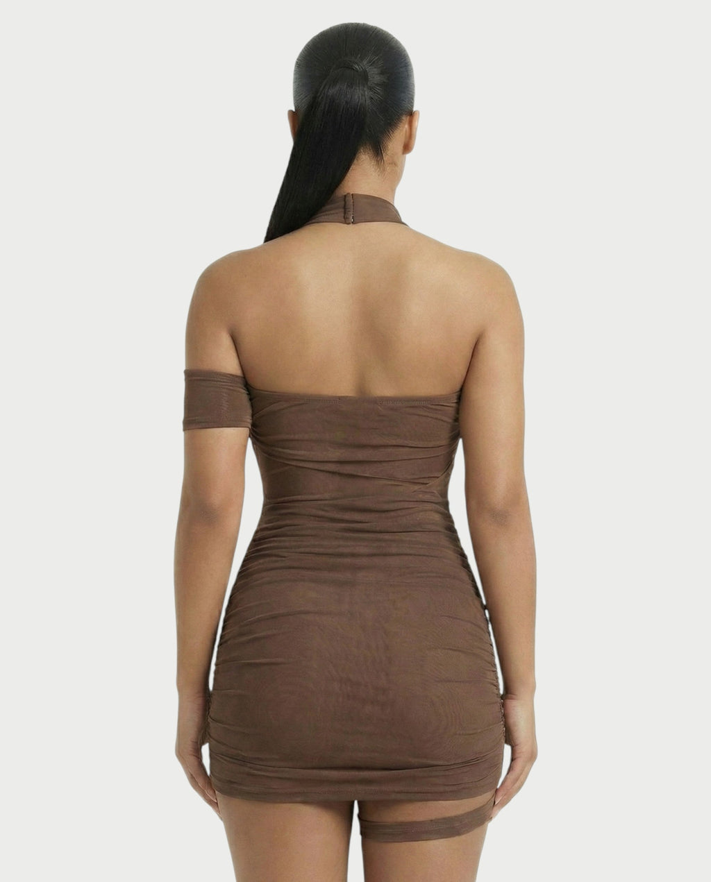 SONIA Draped Mesh Mini Dress