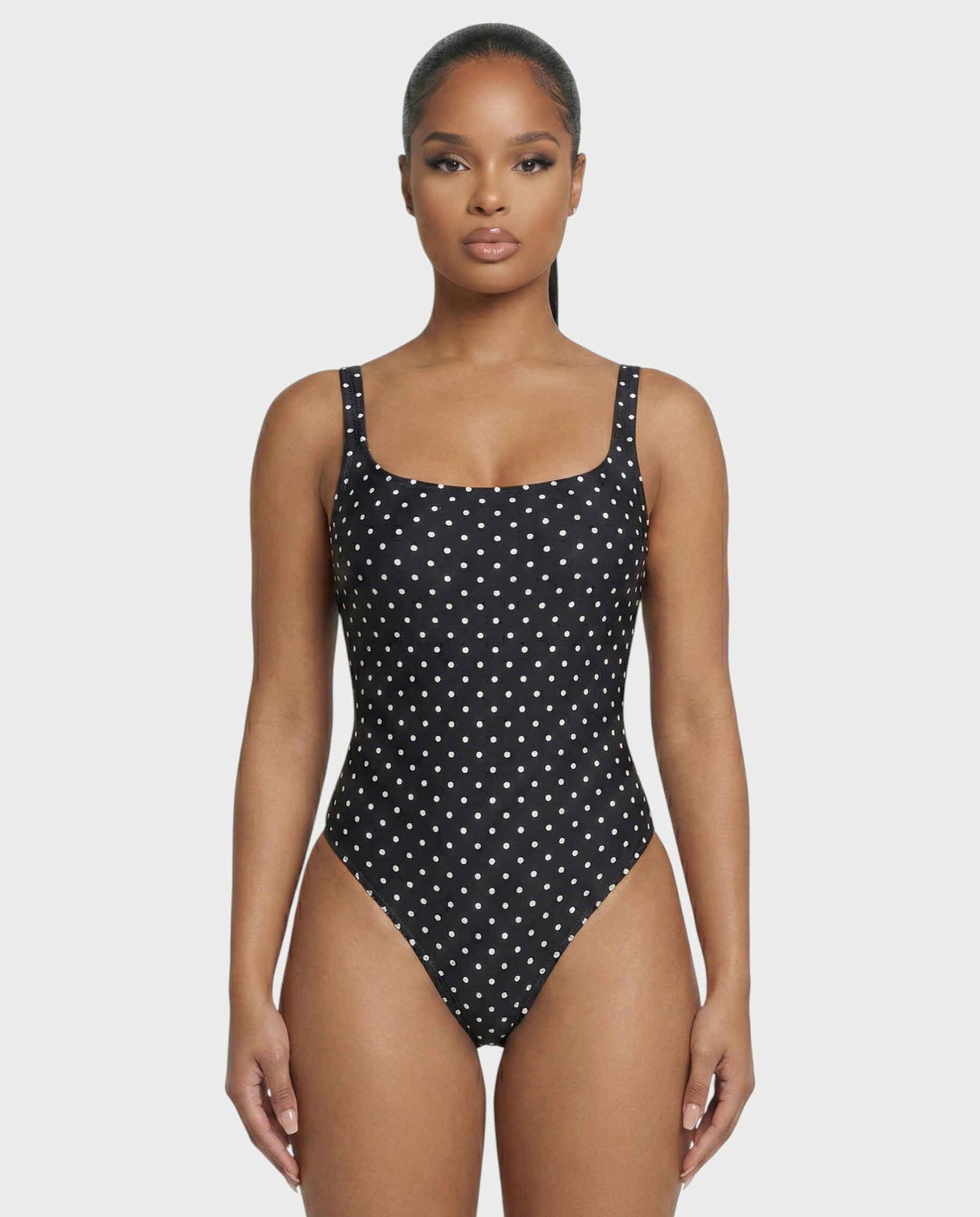 Patterned Scoop Neck Bodysuit