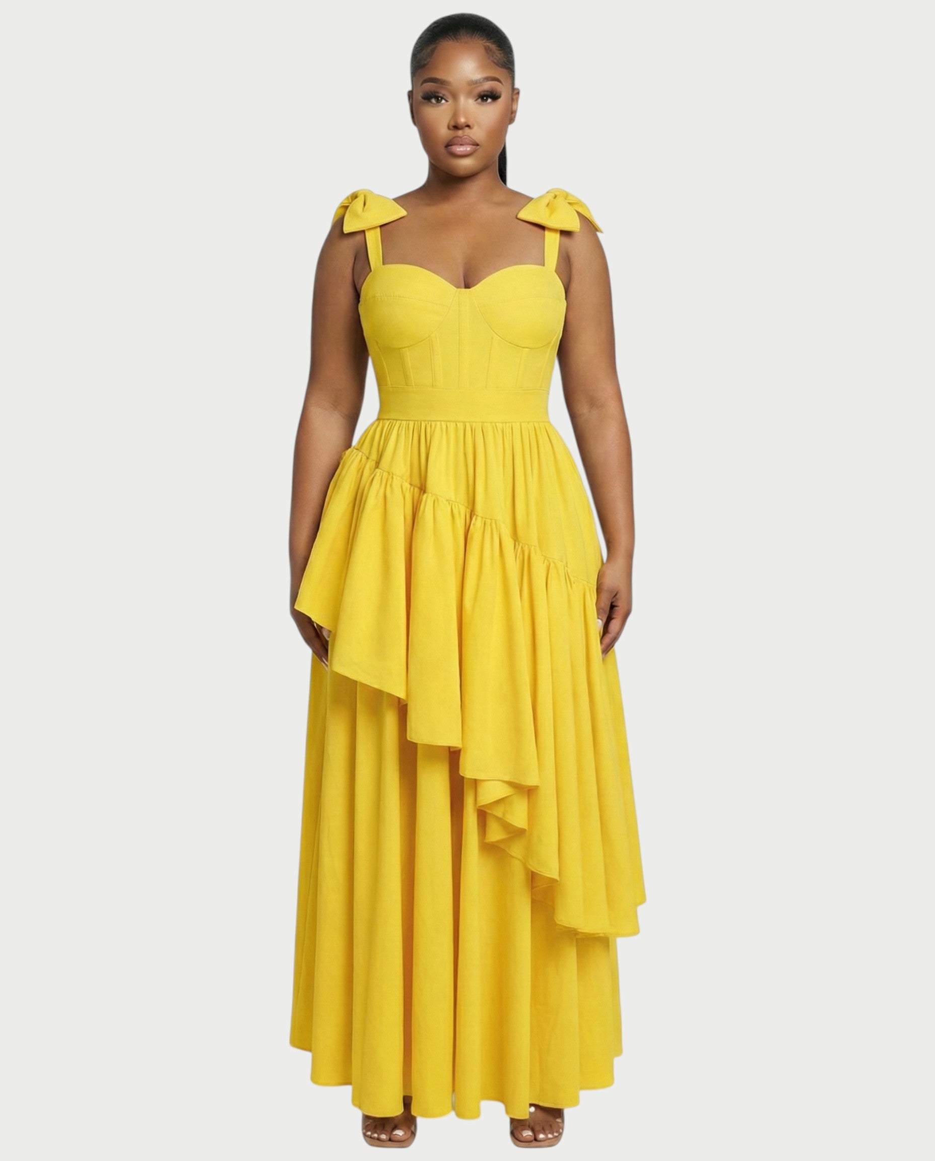 NARIMA Bow Ruffle Maxi Dress
