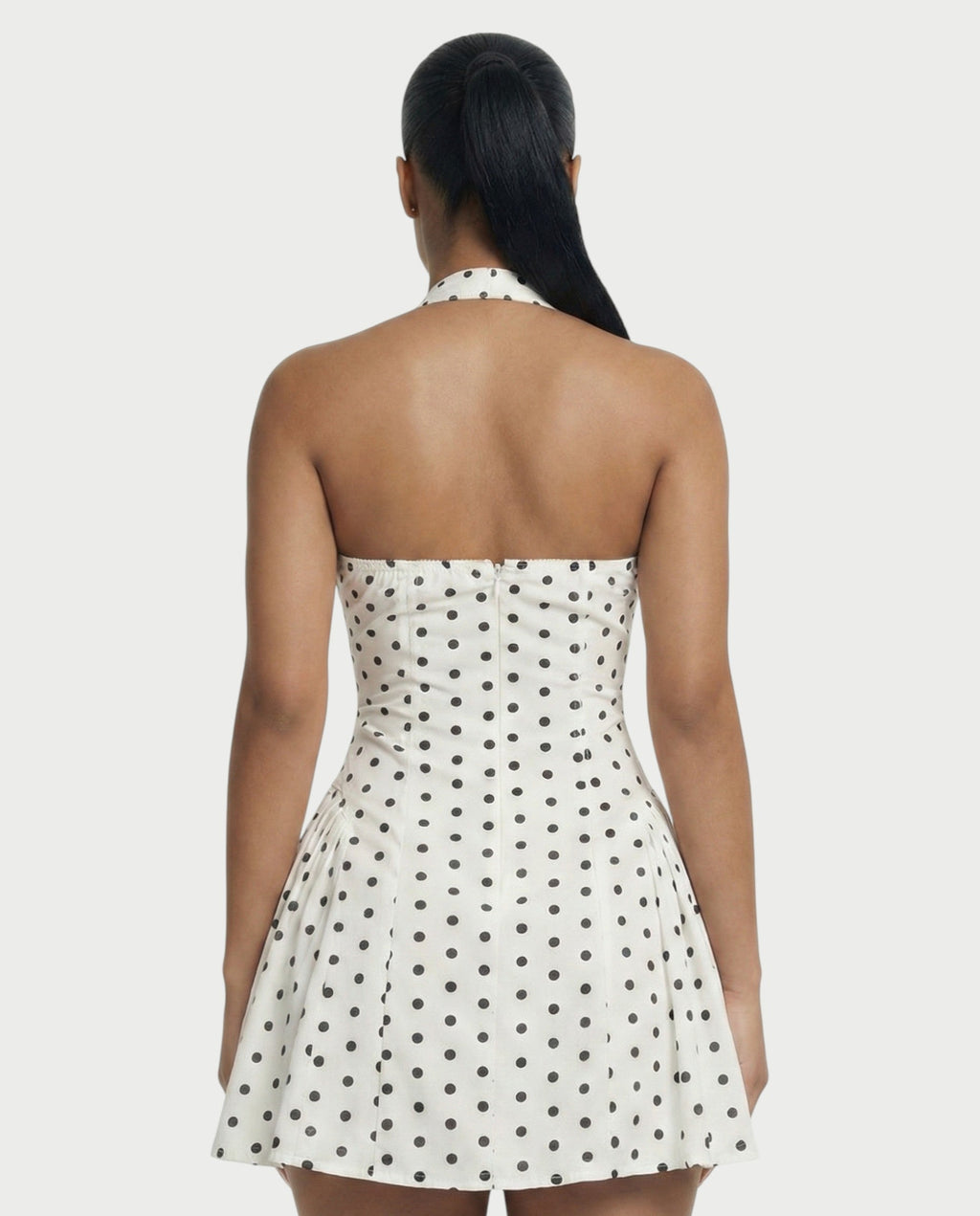 VANCE V-Neck Halter Polka Dot Mini Dress