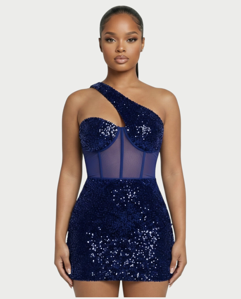 SARA One-shoulder Sequin Mini Dress