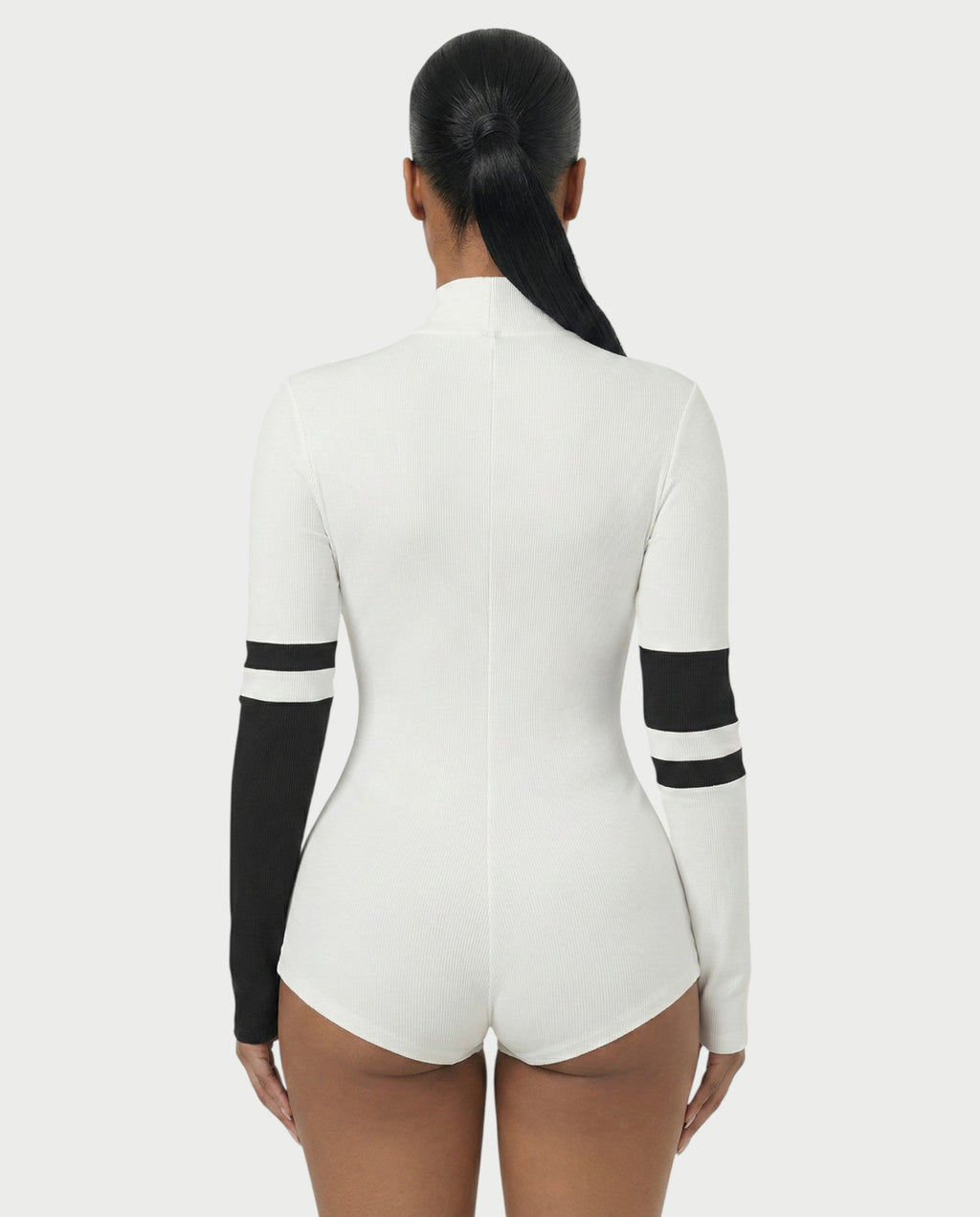 NICOLE Knitted High Collar Zipper Tight Romper