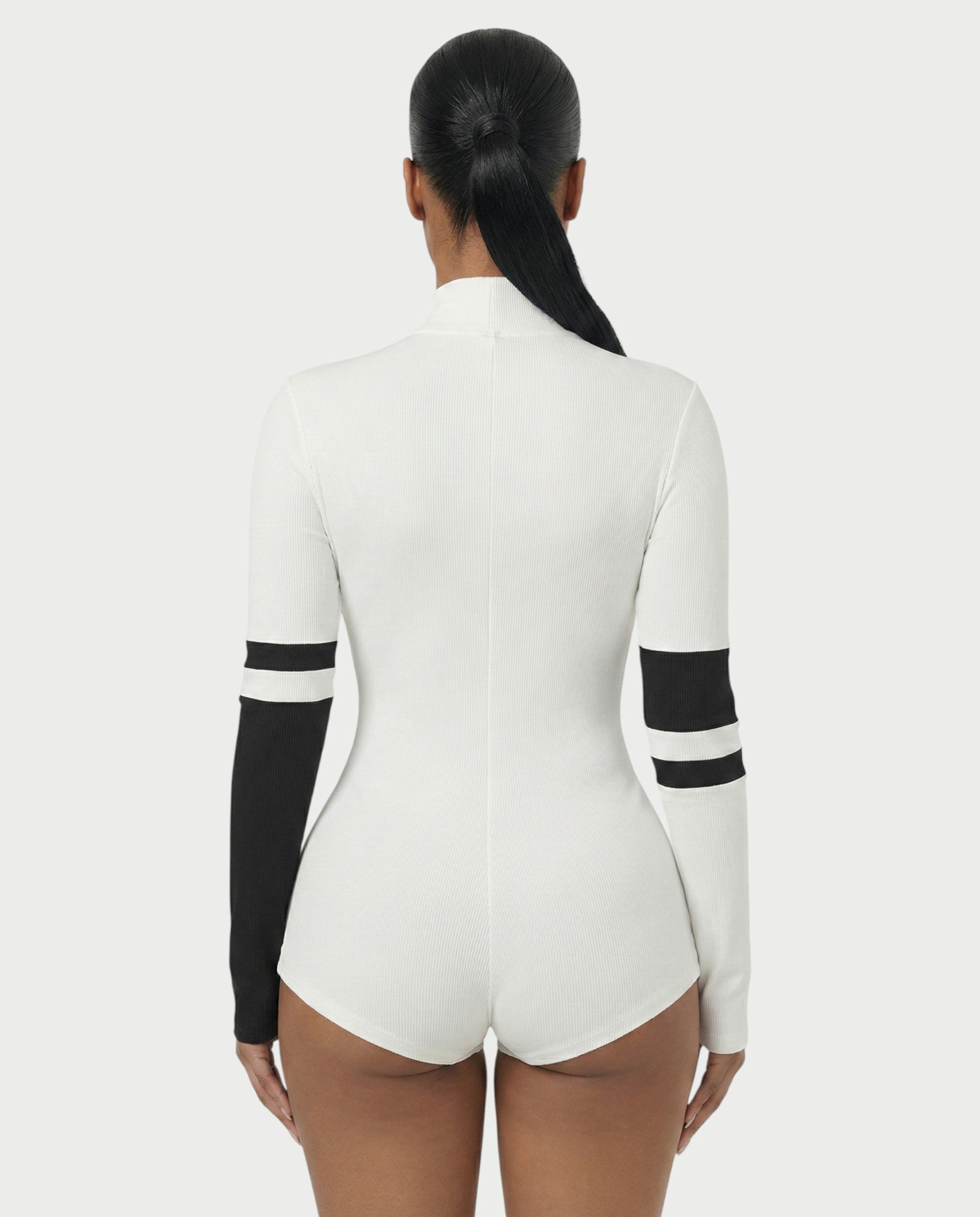 NICOLE Knitted High Collar Zipper Tight Romper