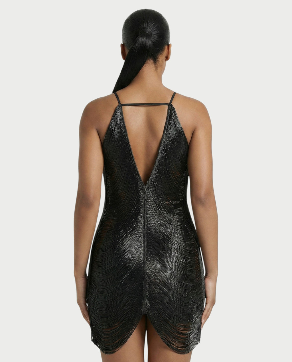 TRIZIA Halterneck Fringe Bodycon Mini Dress