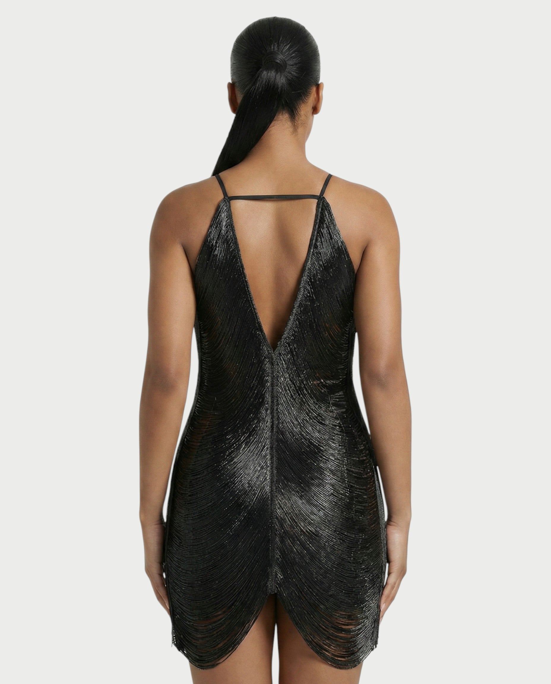 TRIZIA Halterneck Fringe Bodycon Mini Dress
