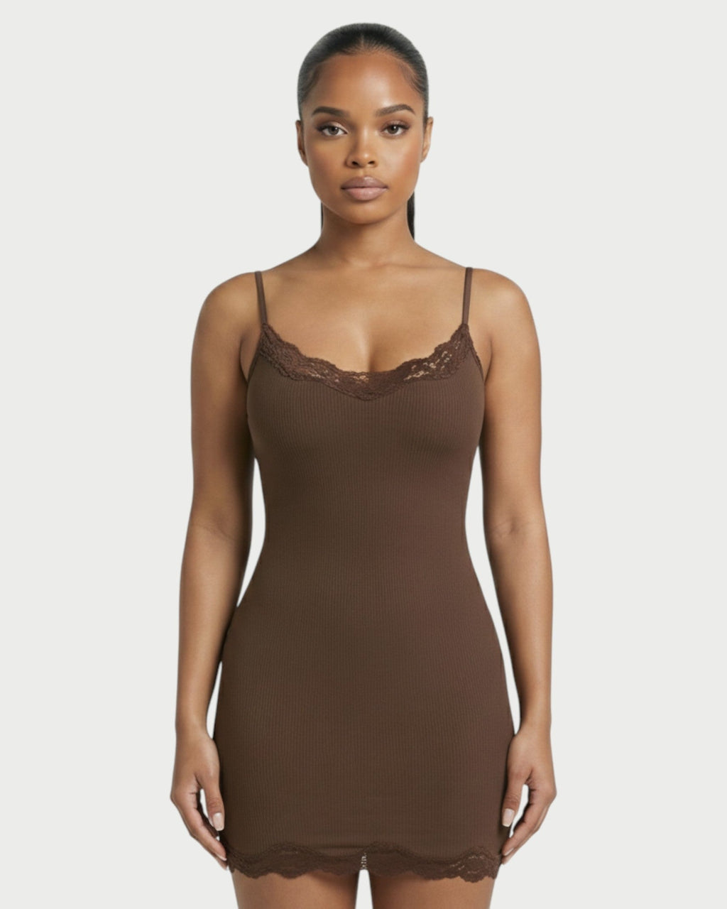 MEVAYA Lace-Trim Cami Bodycon Mini Dress