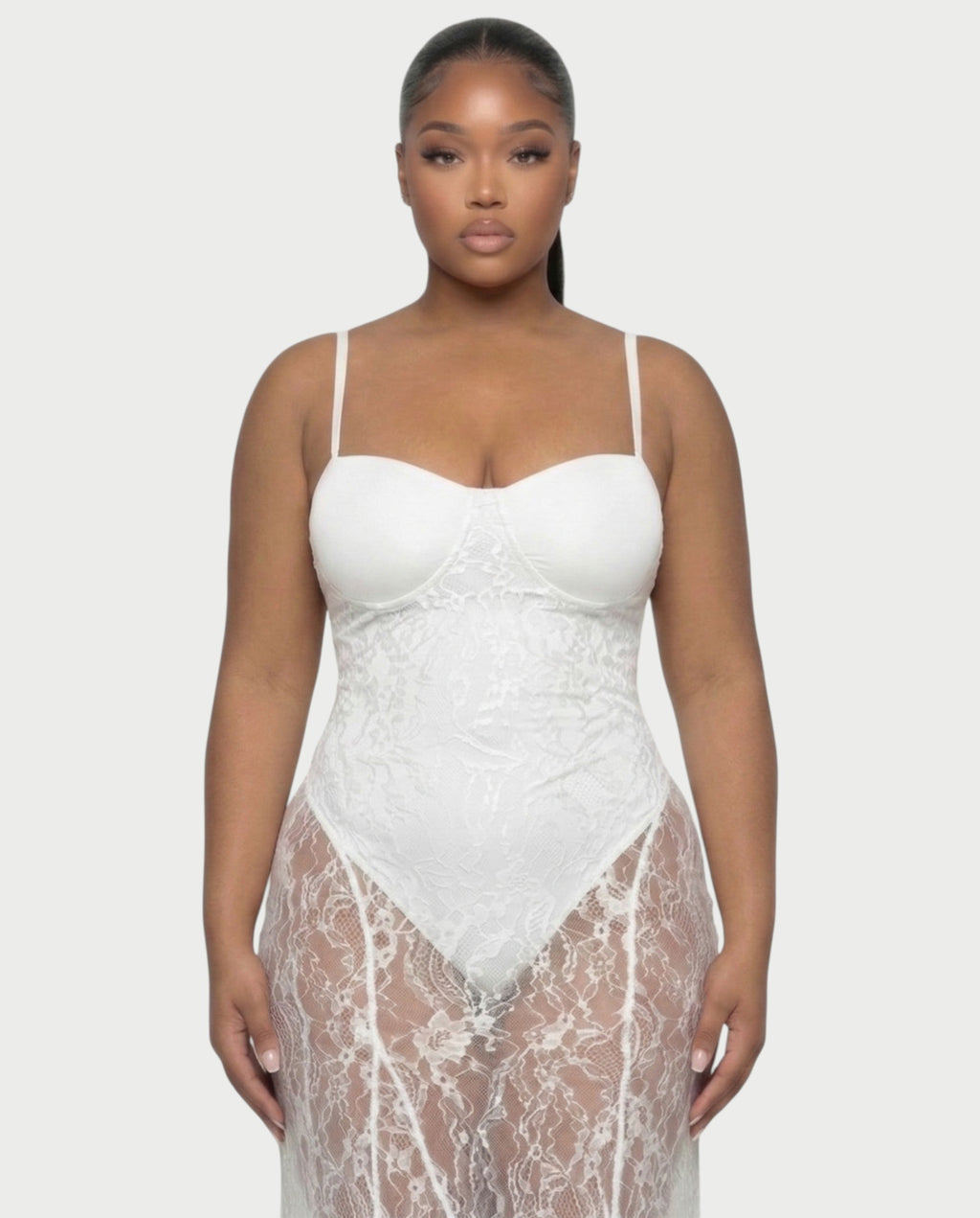 ZENRA Sheer Lace Maxi Dress