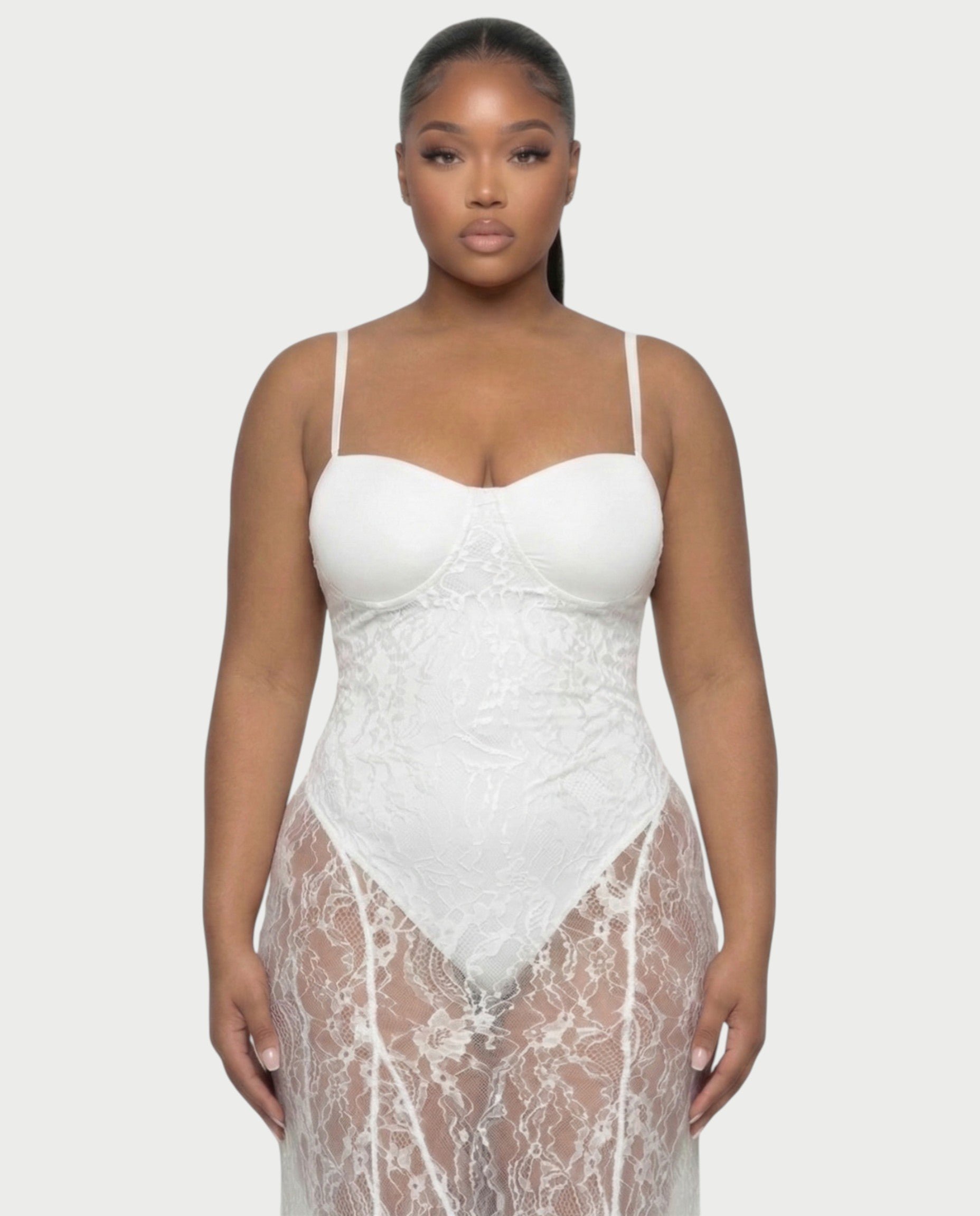 ZENRA Sheer Lace Maxi Dress
