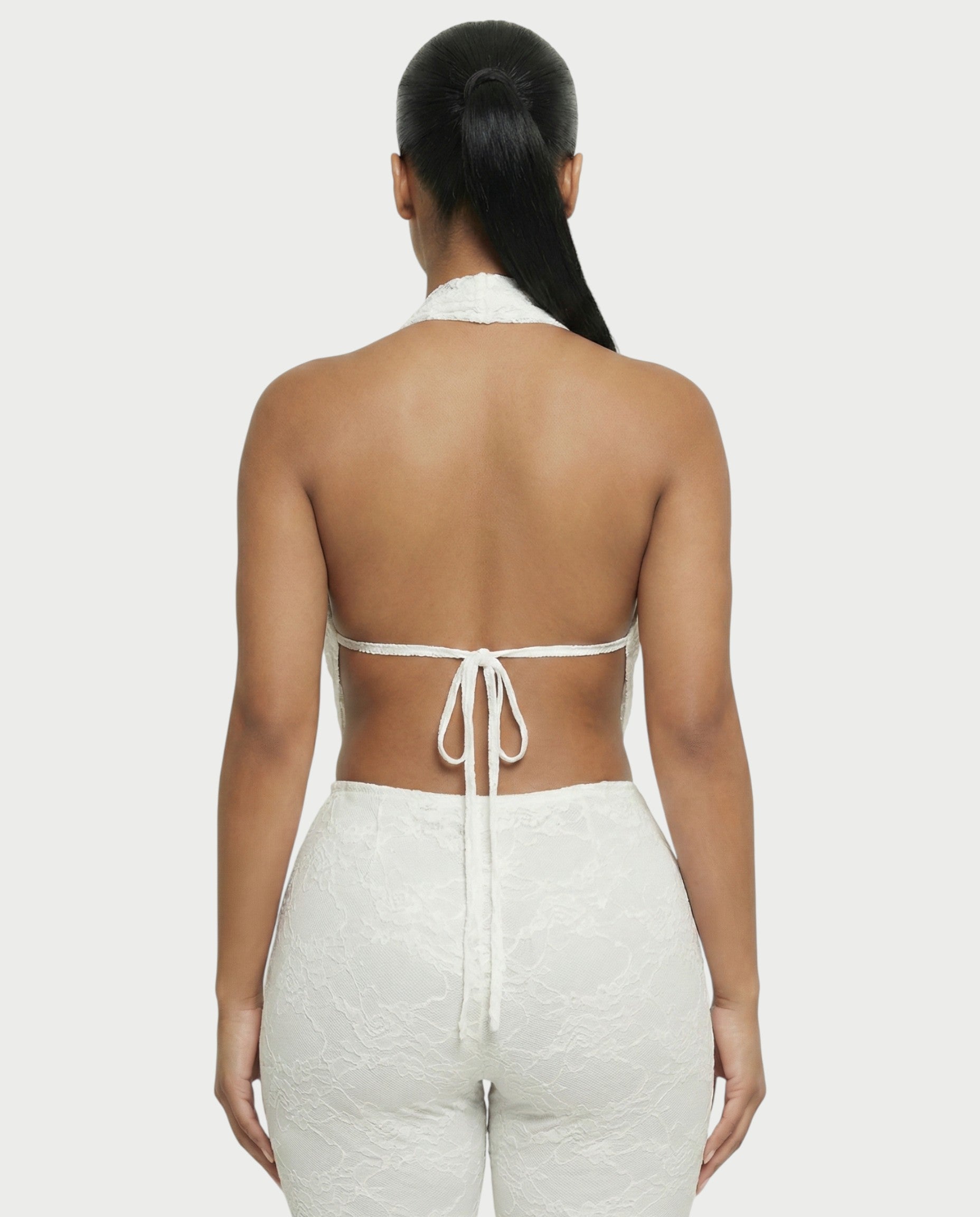 KATRINA Cowl Neck Lace Jumpsuit