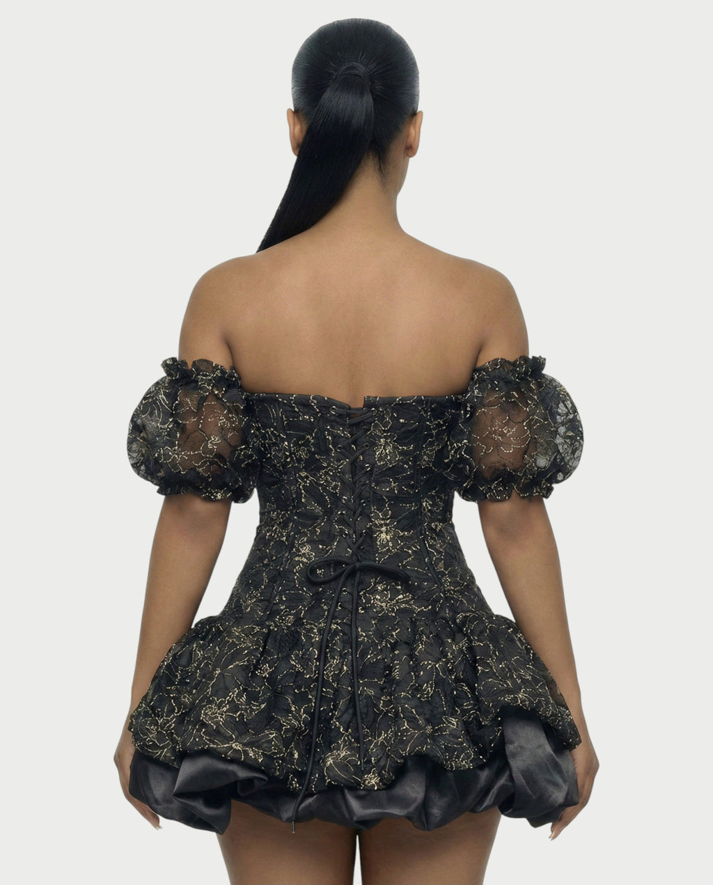 AVARINE Strapless Floral Lace Mini Dress