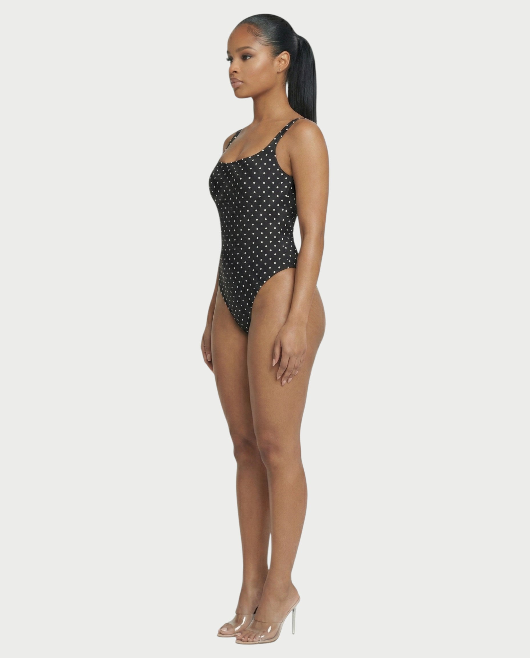 Patterned Scoop Neck Bodysuit