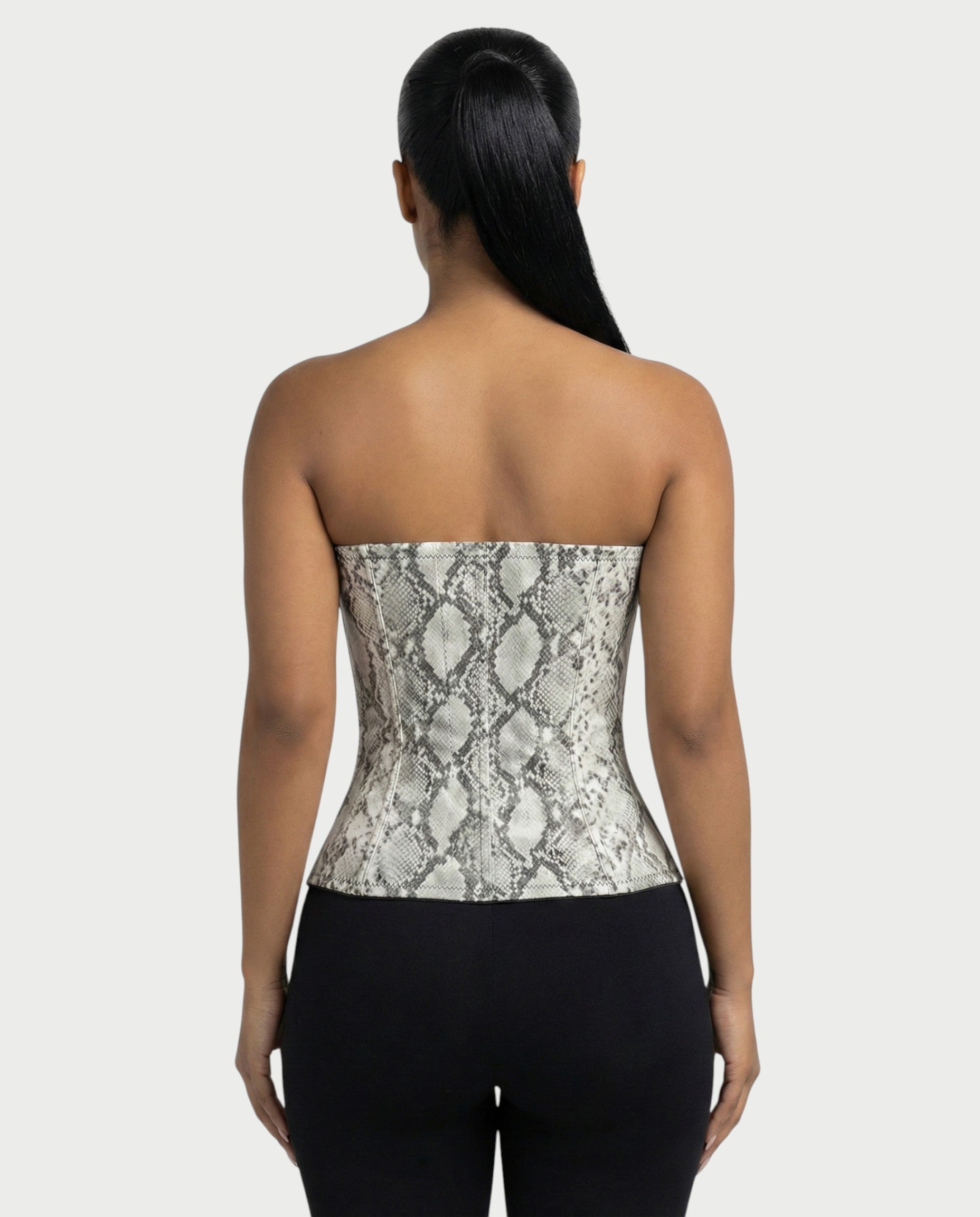 ANDRA Serpent Print Lace-Up Corset Top