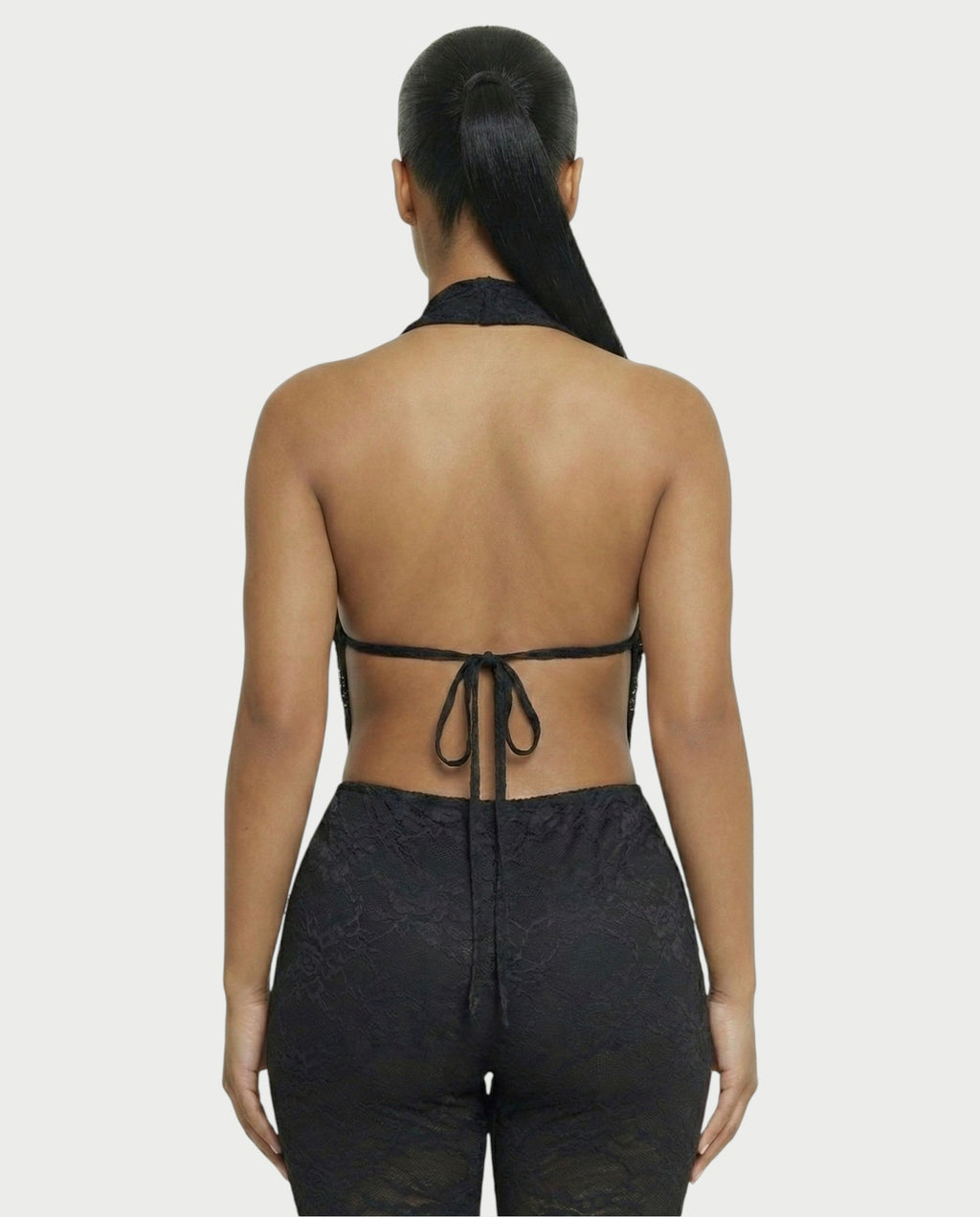 KATRINA Cowl Neck Lace Jumpsuit