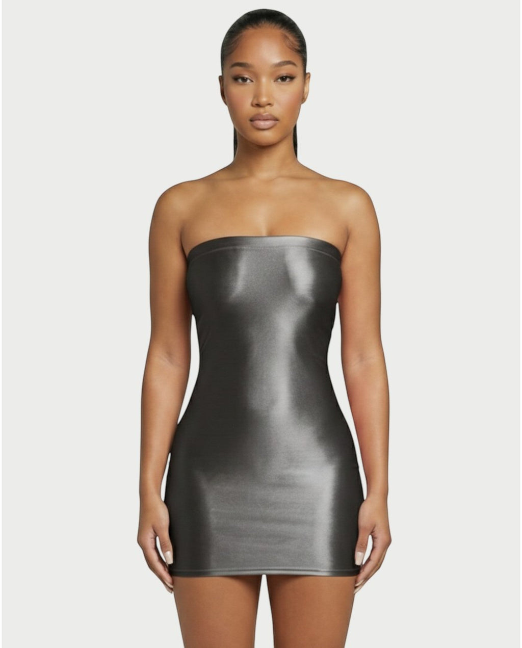 EVELORE Satin Tube Bodycon Mini Dress