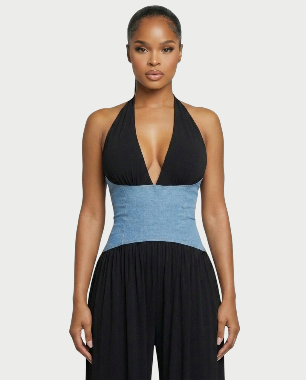 AMARIS Halter Neck Backless Wide Leg Jumpsuit
