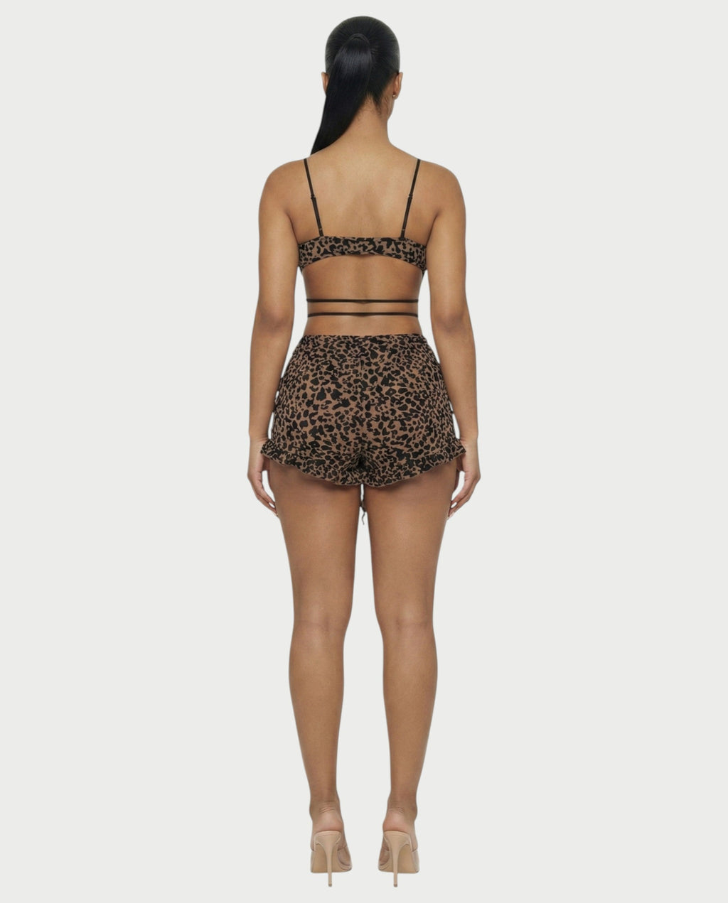 NYLA Leopard Velvet Ruffle Romper