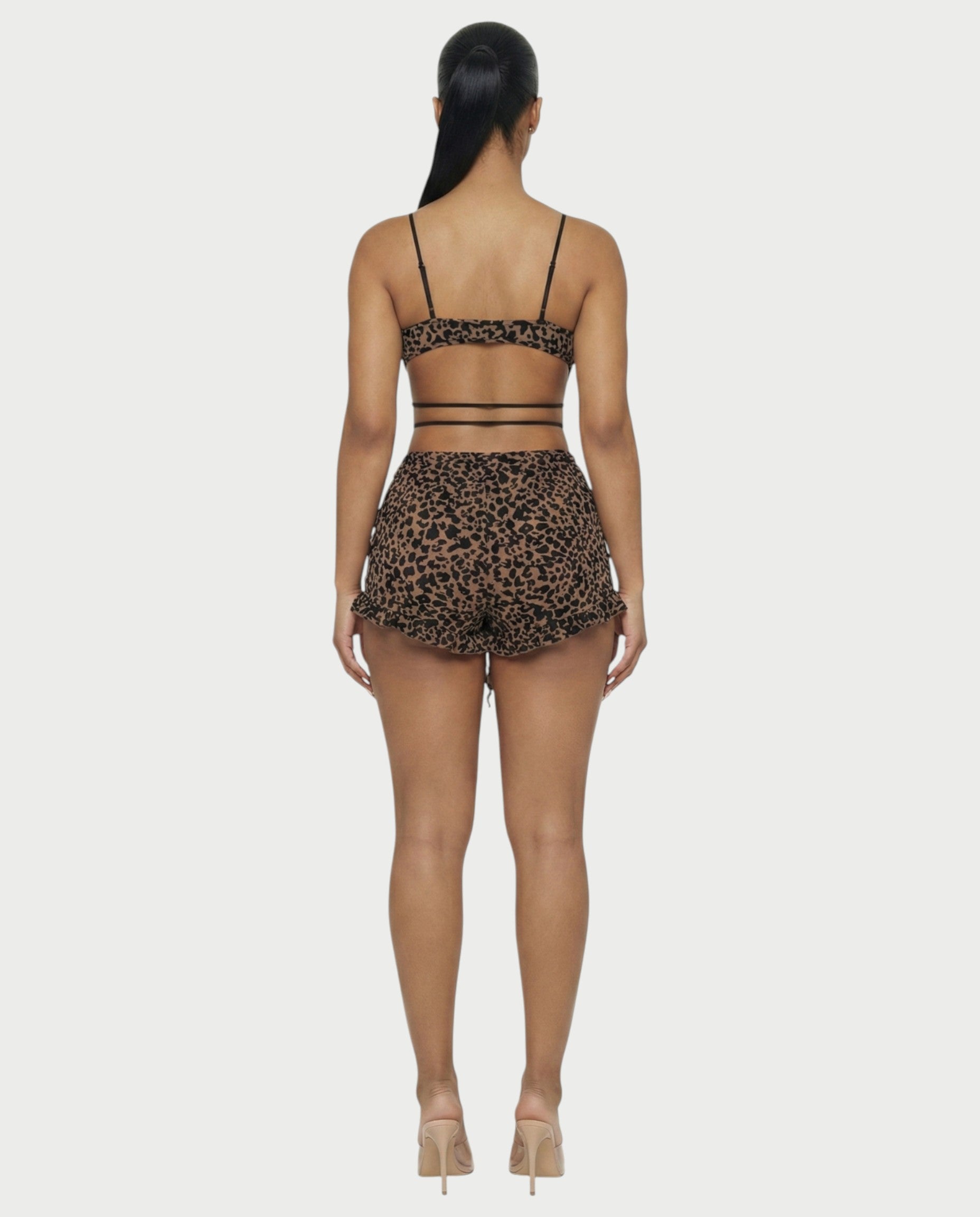 NYLA Leopard Velvet Ruffle Romper