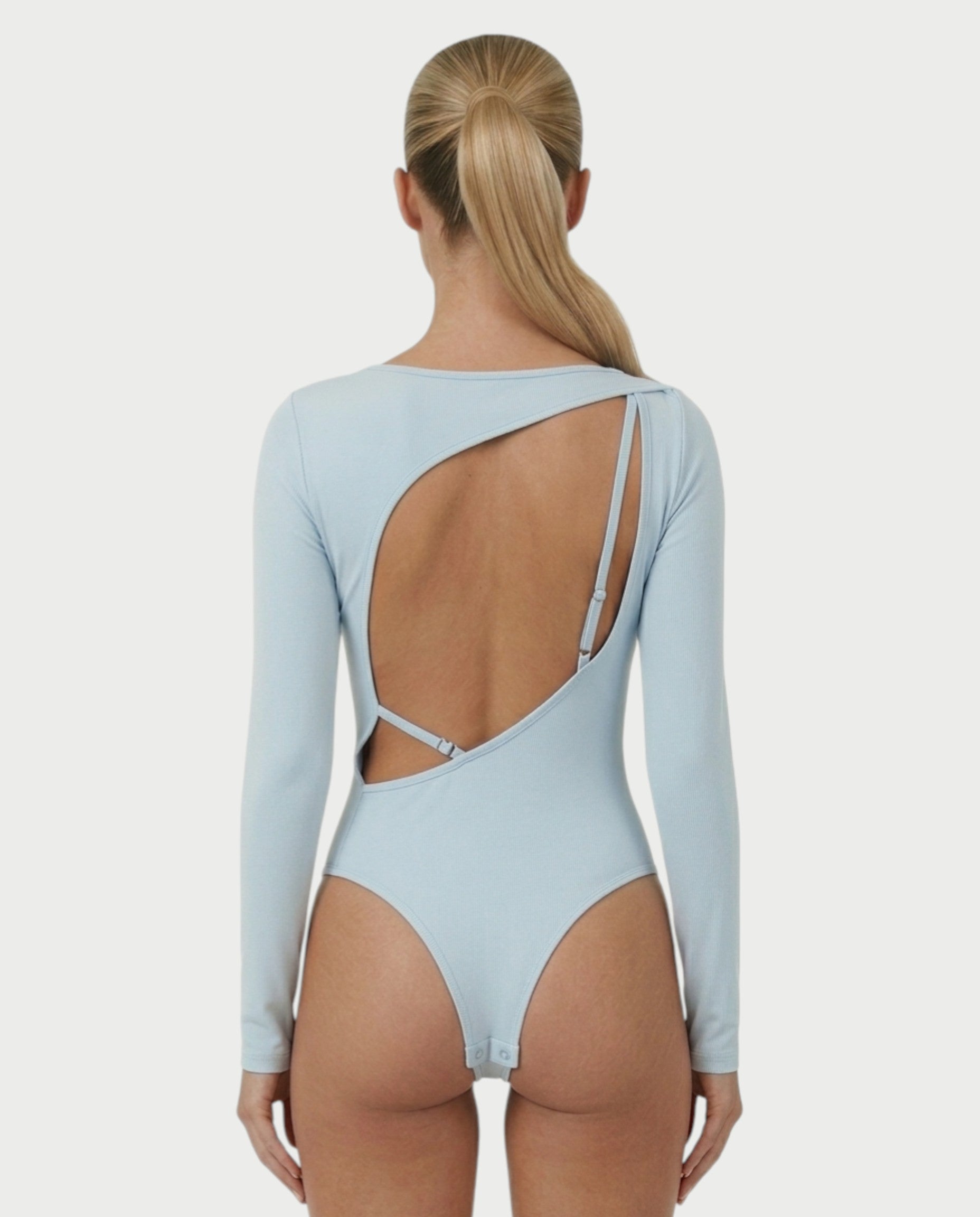 TOVA Open-Back Strap Long Sleeve Padded Bodysuit