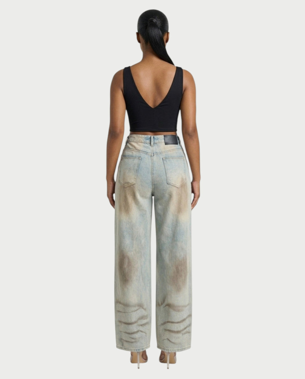 SALIE Deep V-Neck Sleeveless Crop Top