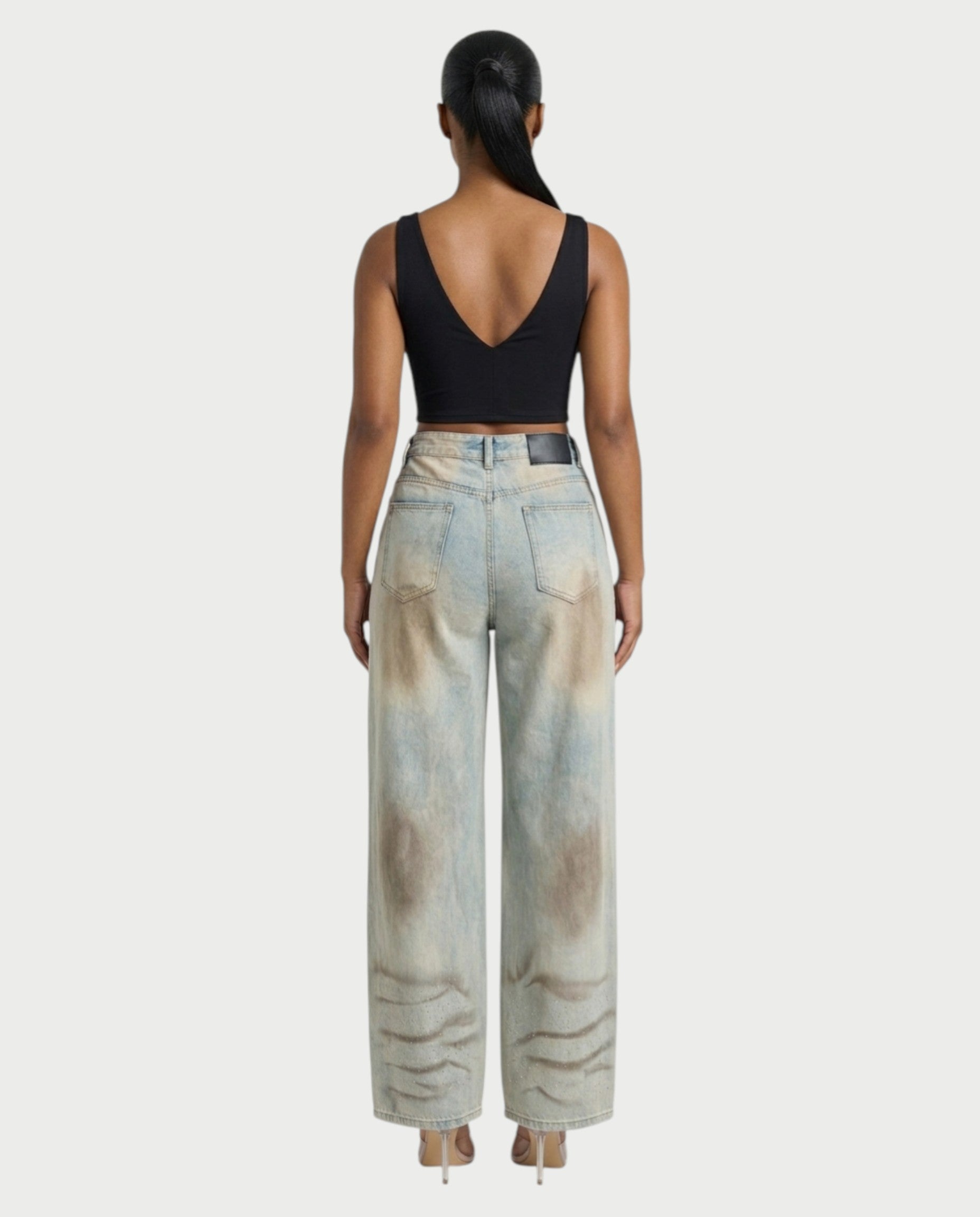 SALIE Deep V-Neck Sleeveless Crop Top