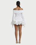 URELLE Off-Shoulder Ruched Top & Ruffle Mini Skort Set