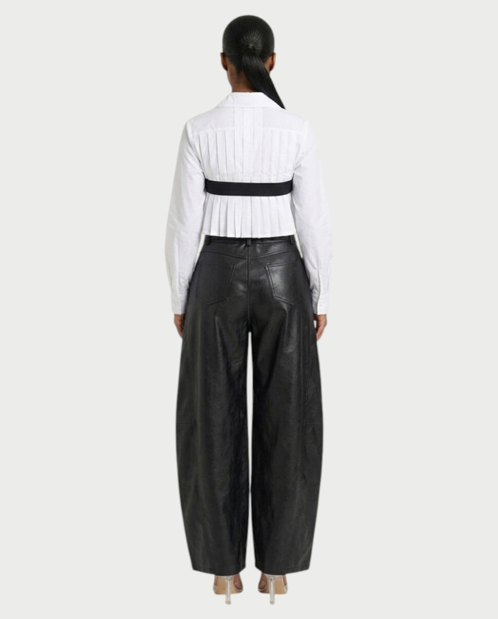 LUVIRA Two-Tone Denim & Faux Leather Pants