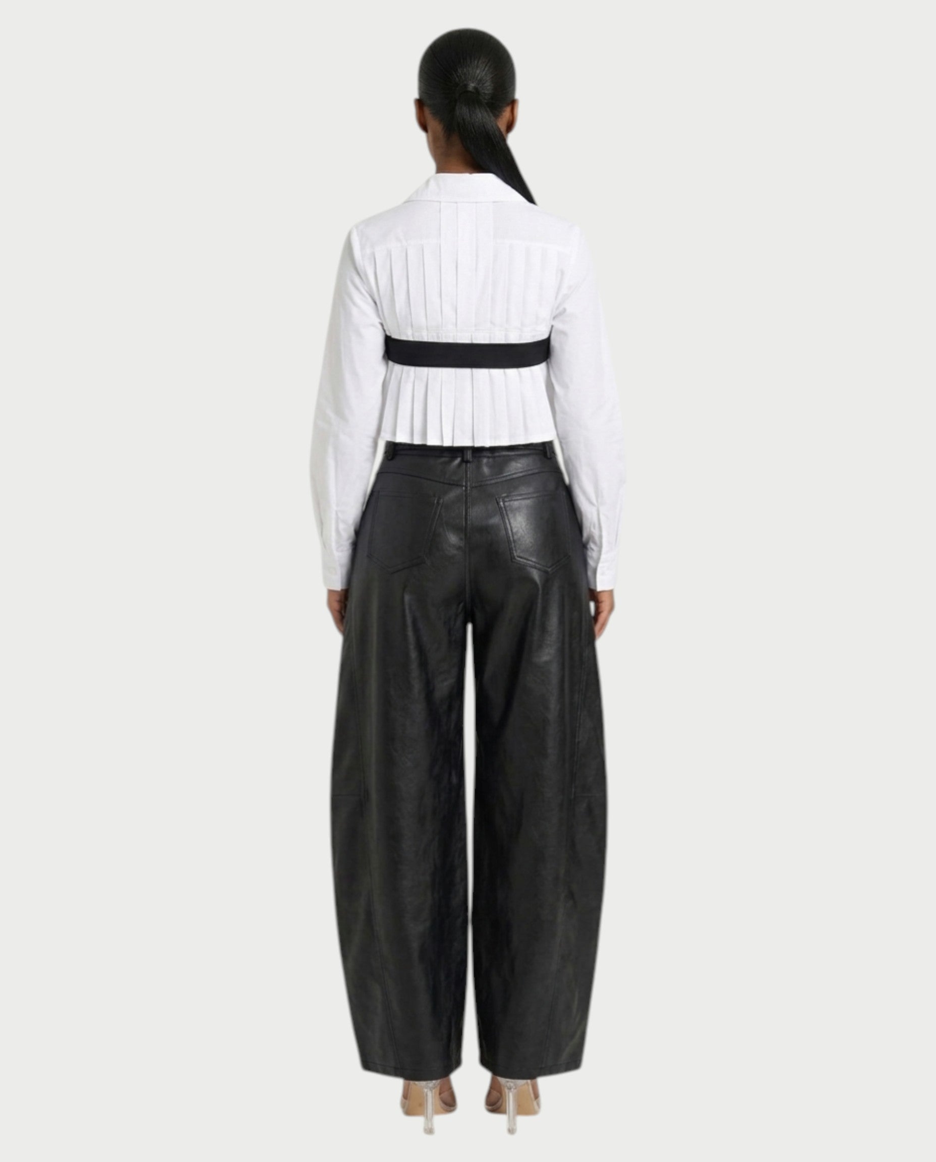 LUVIRA Two-Tone Denim & Faux Leather Pants