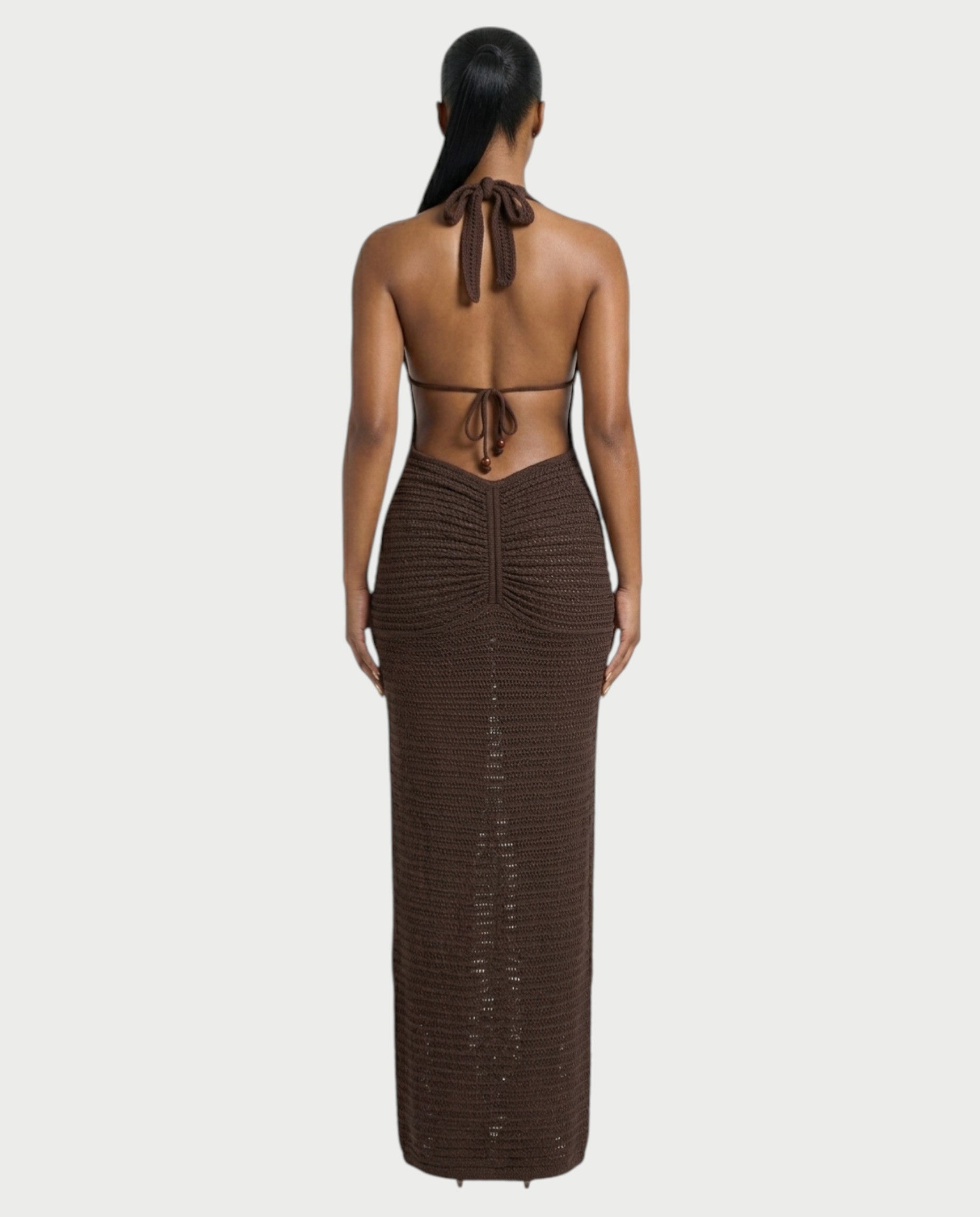SIONE Crochet Backless Maxi Dress