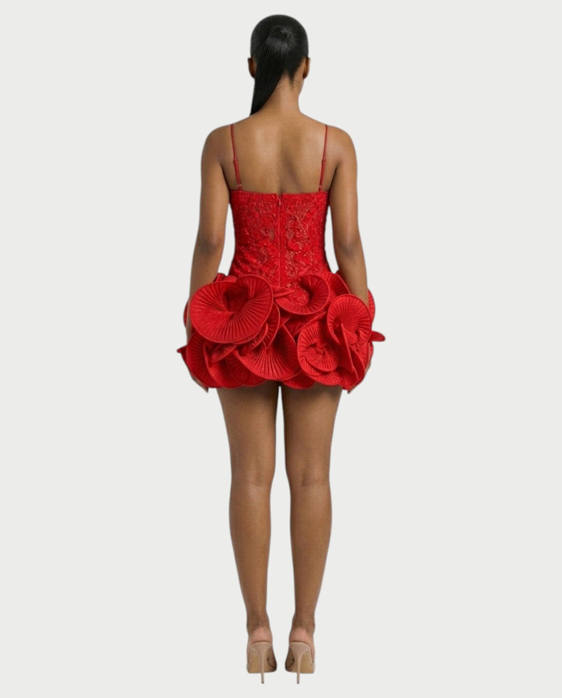 KOVA Flared Pleated Flounce Skirt Mini Dress