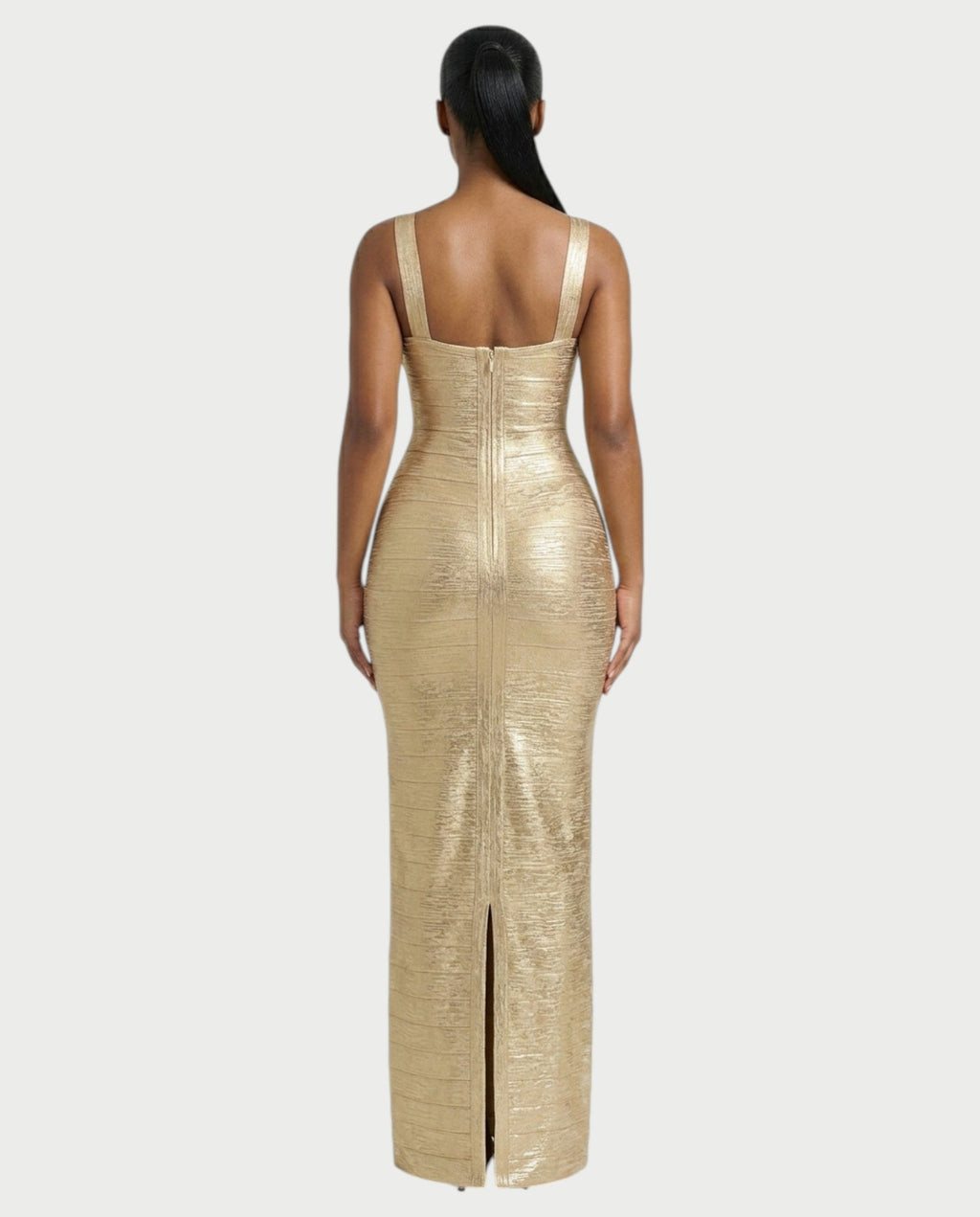 PHELIA Metallic Bandage Maxi Dress