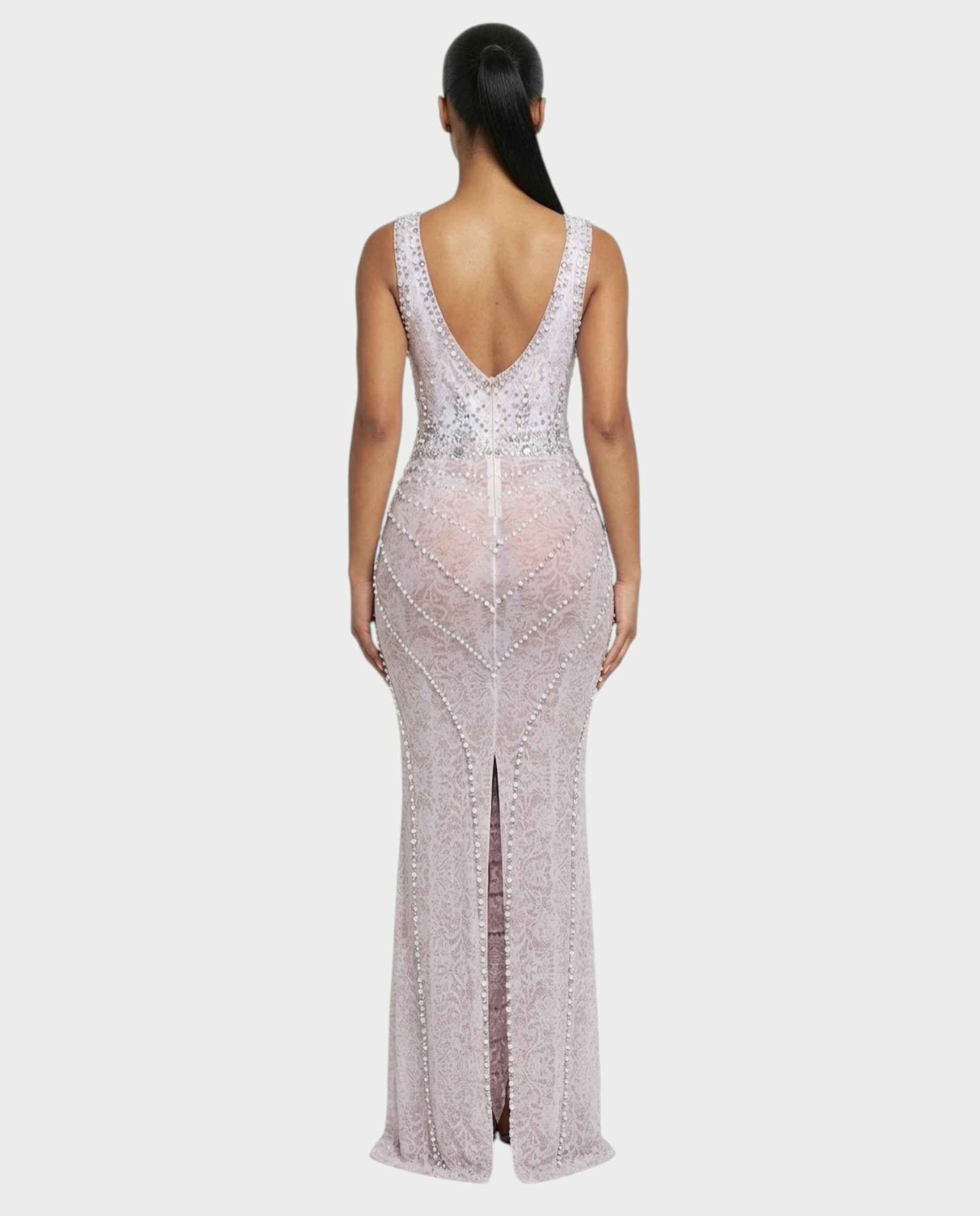 HELMA Pearl & Crystal Beaded Maxi Dress