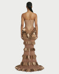 HELIA Golden Leaf Diamond Maxi Dress
