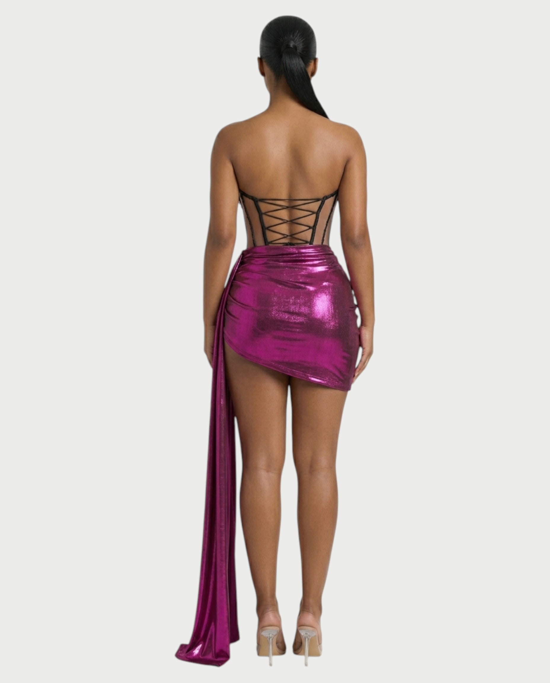 CAPRISE Gemstone Jeweled Corset Mini Dress