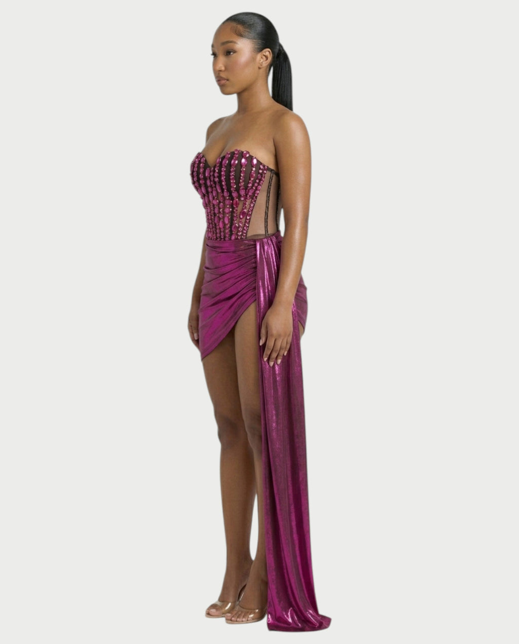 CAPRISE Gemstone Jeweled Corset Mini Dress