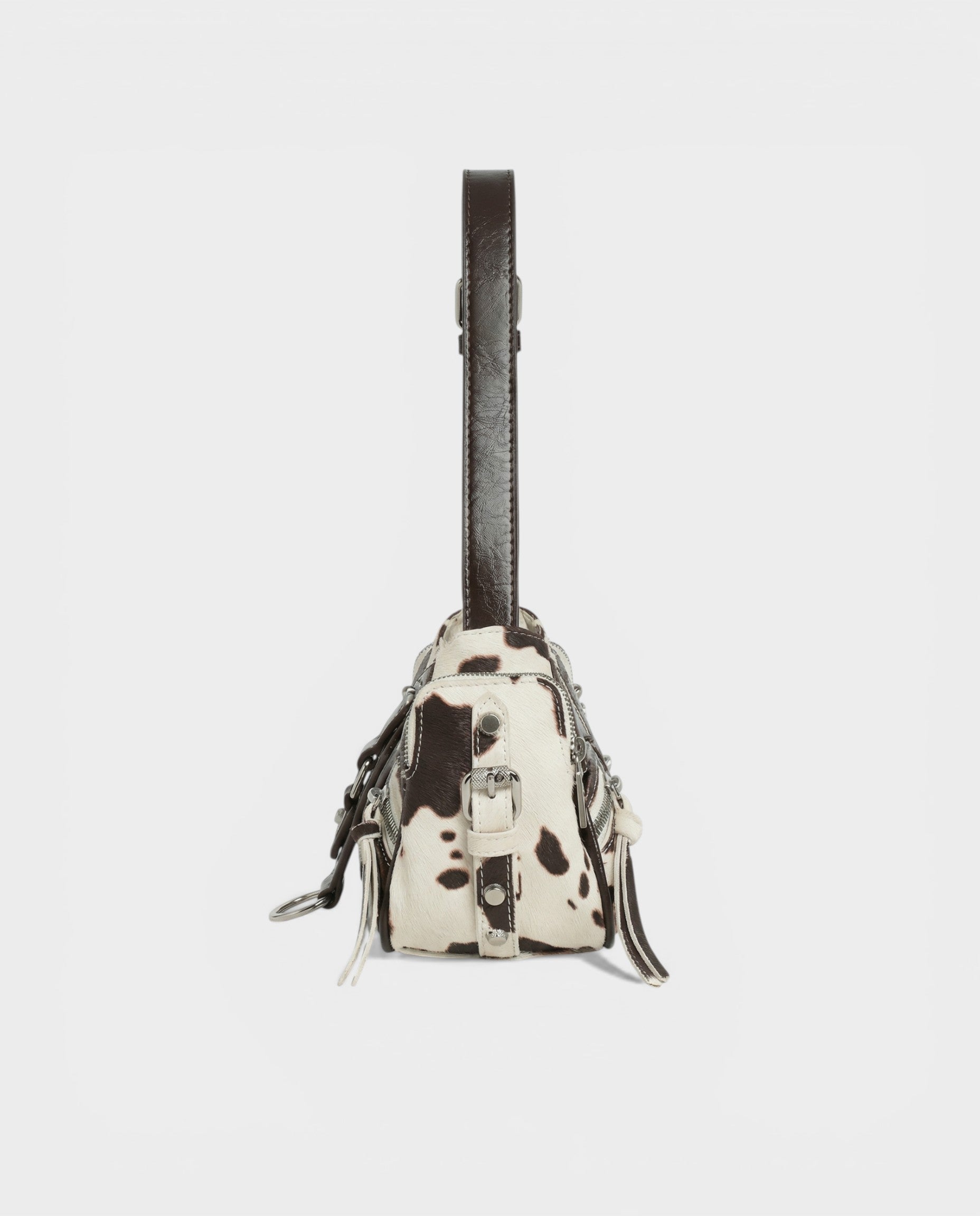 PRISCILLA Cow Print Studded Handbag
