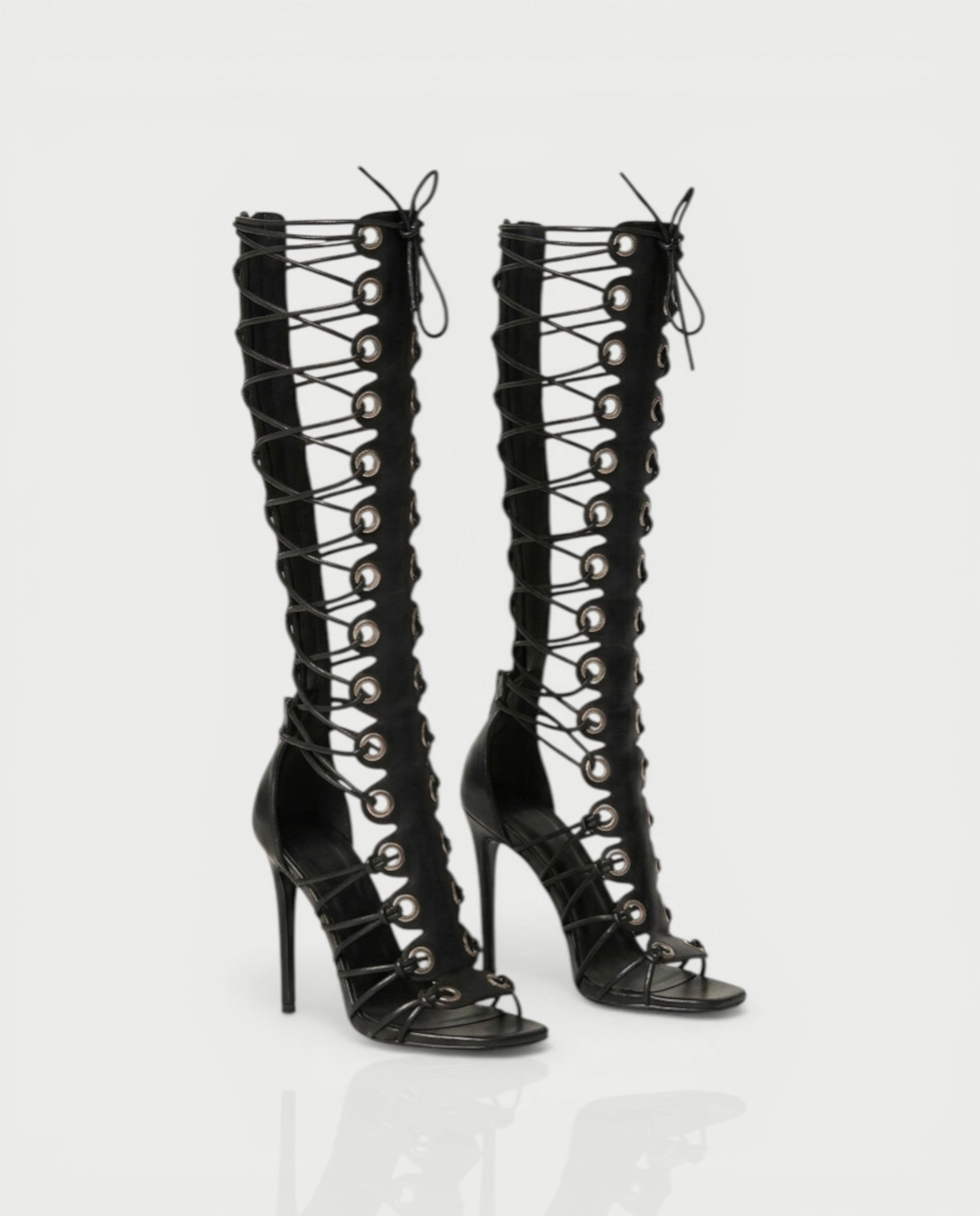 NOLA Lace-Up Knee-High Stiletto Heels