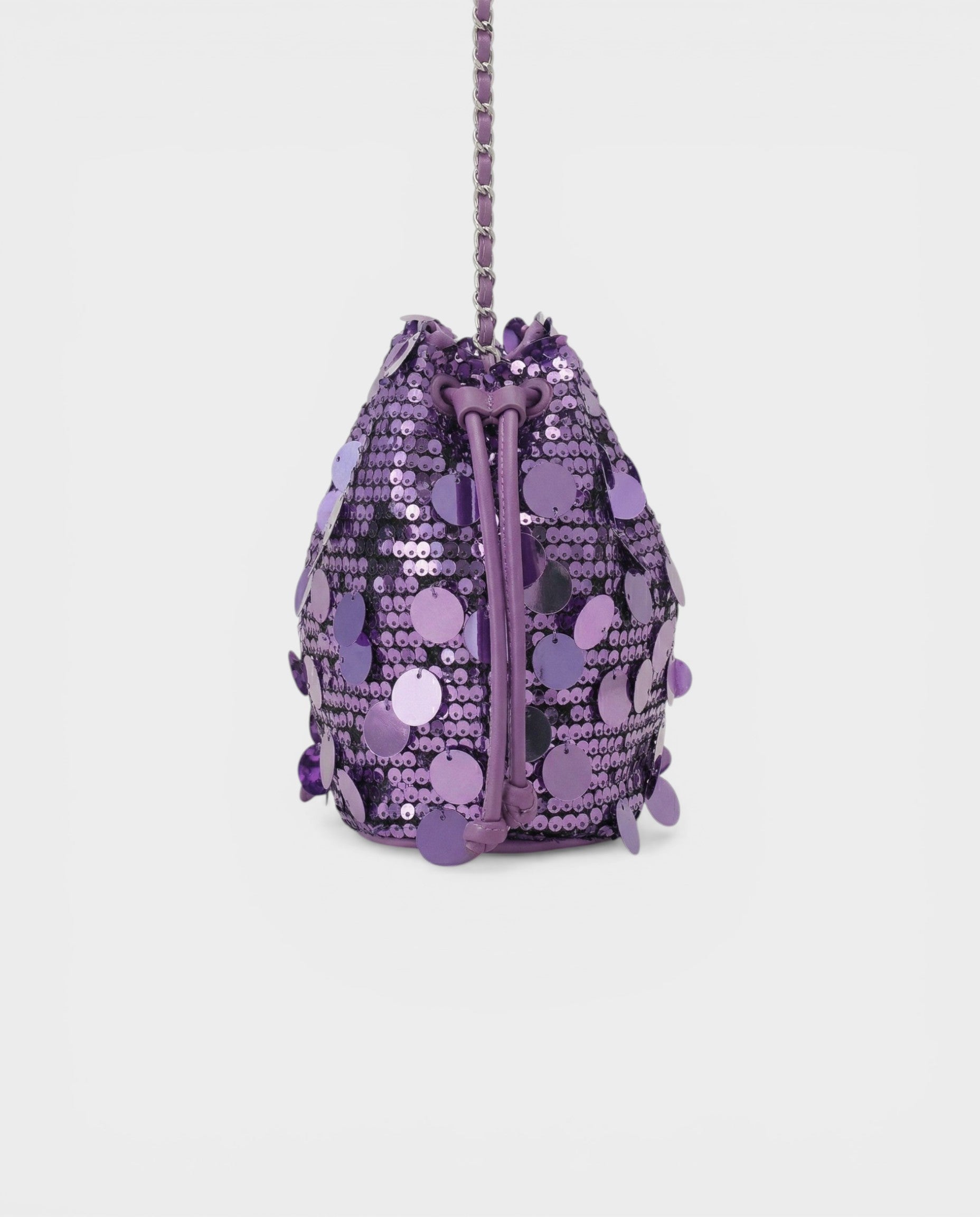 CIZARA Chain Crossbody Sequin Bucket Bag