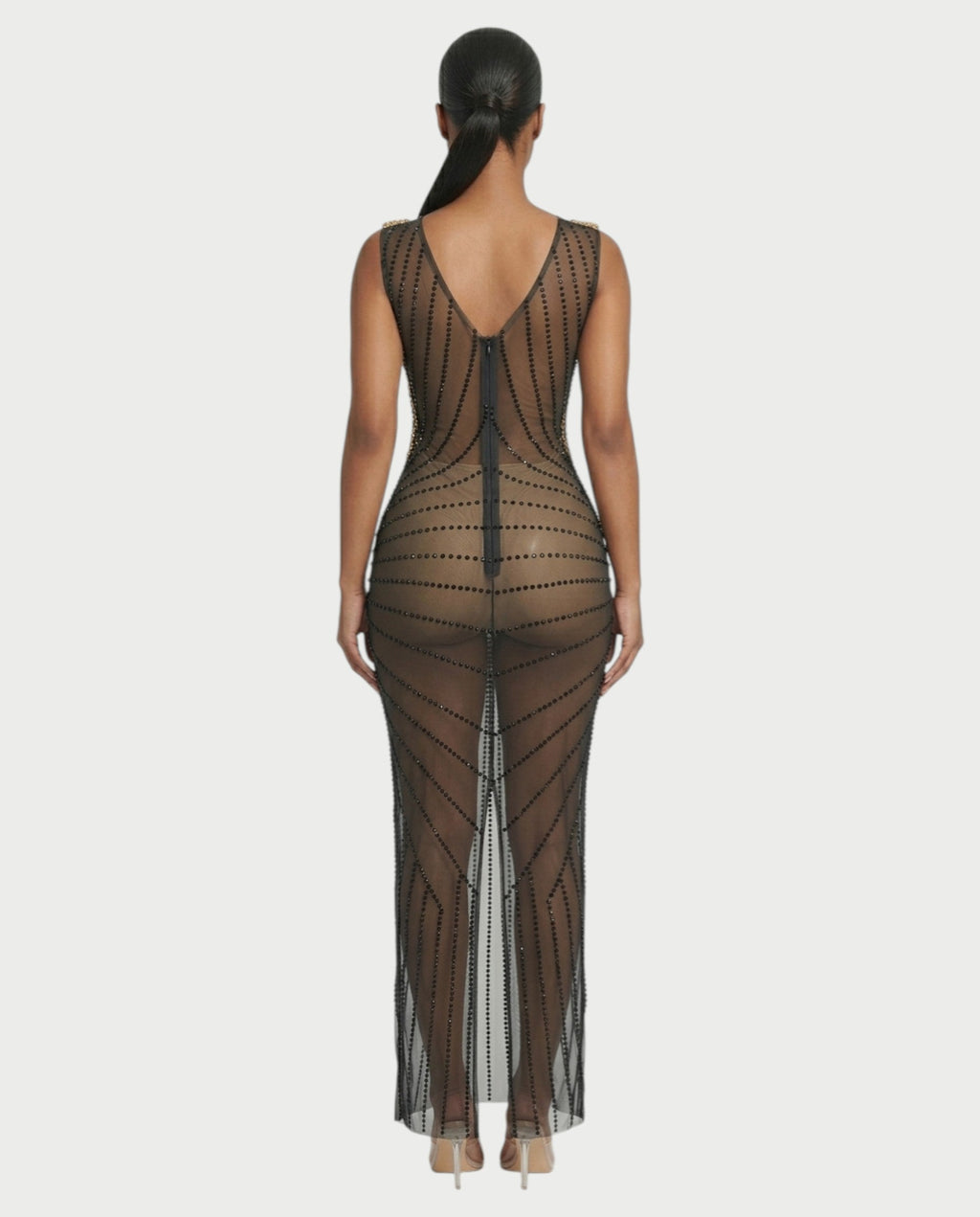 SYVON Crystal Mesh Maxi Dress