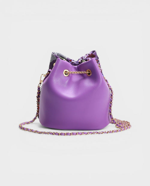 RIZELLE Floral Sequin Embroidered Bucket Bag