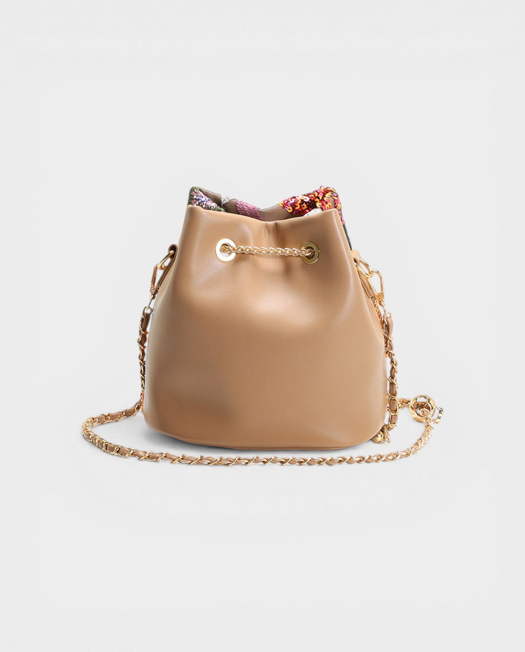 CETTA Embroidered Floral Sequin Bucket Bag