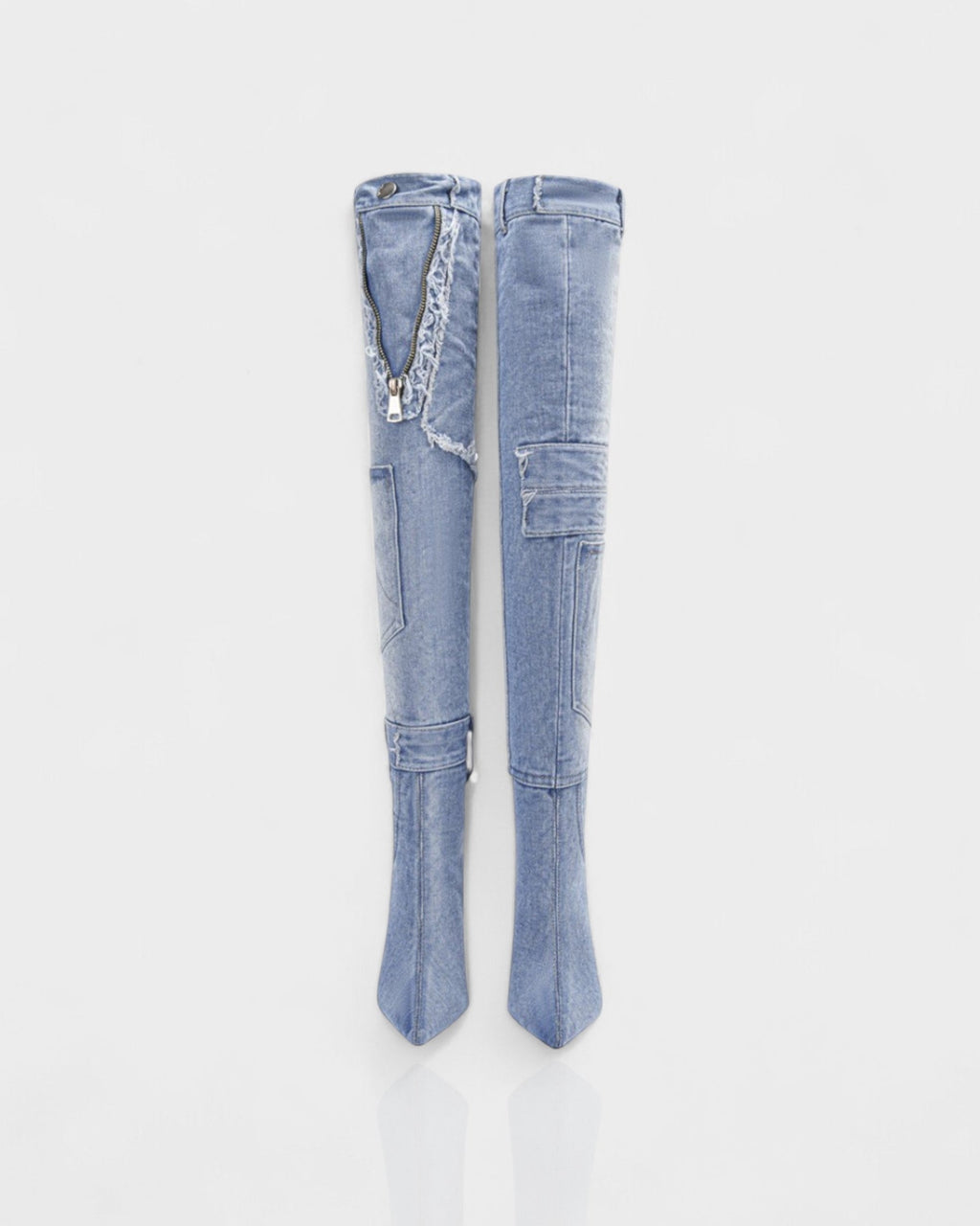 KACY Denim High-Rise Stiletto Boots