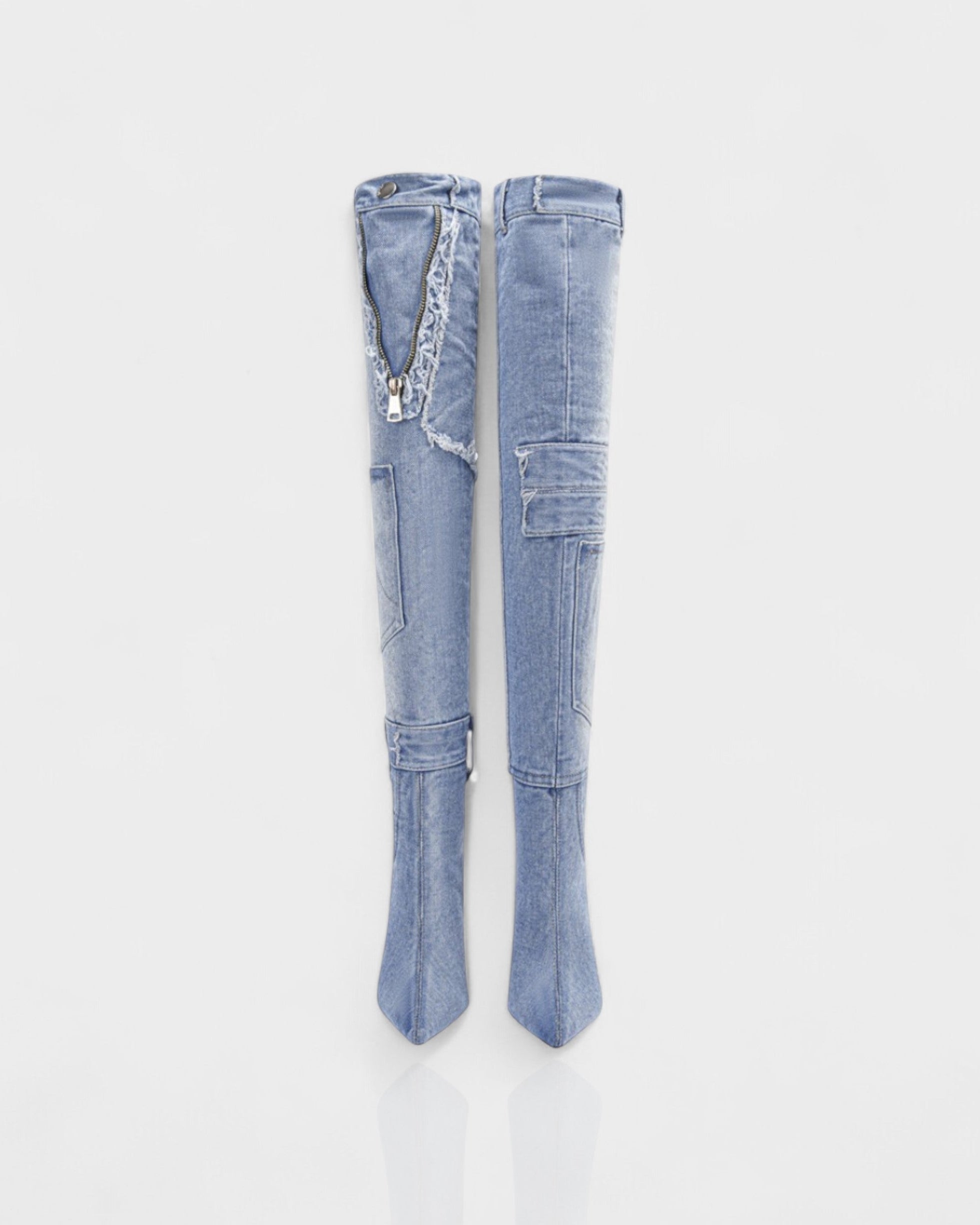 KACY Denim High-Rise Stiletto Boots