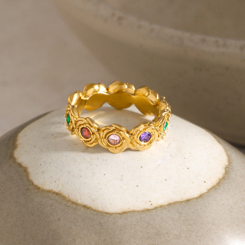 Sculpted Gemstone Gold Ring