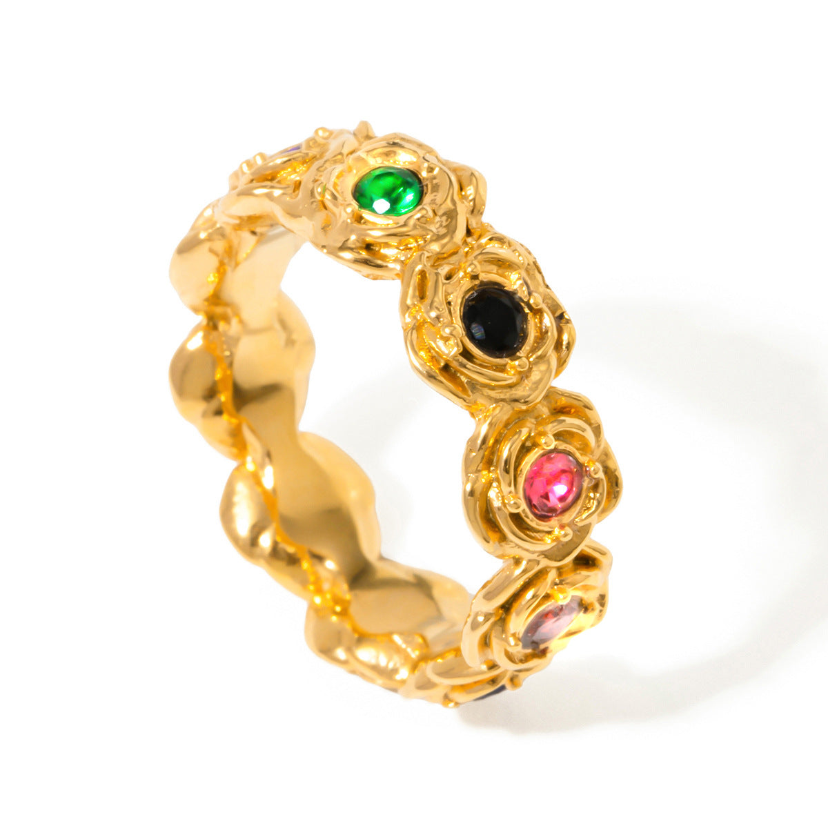 Sculpted Gemstone Gold Ring