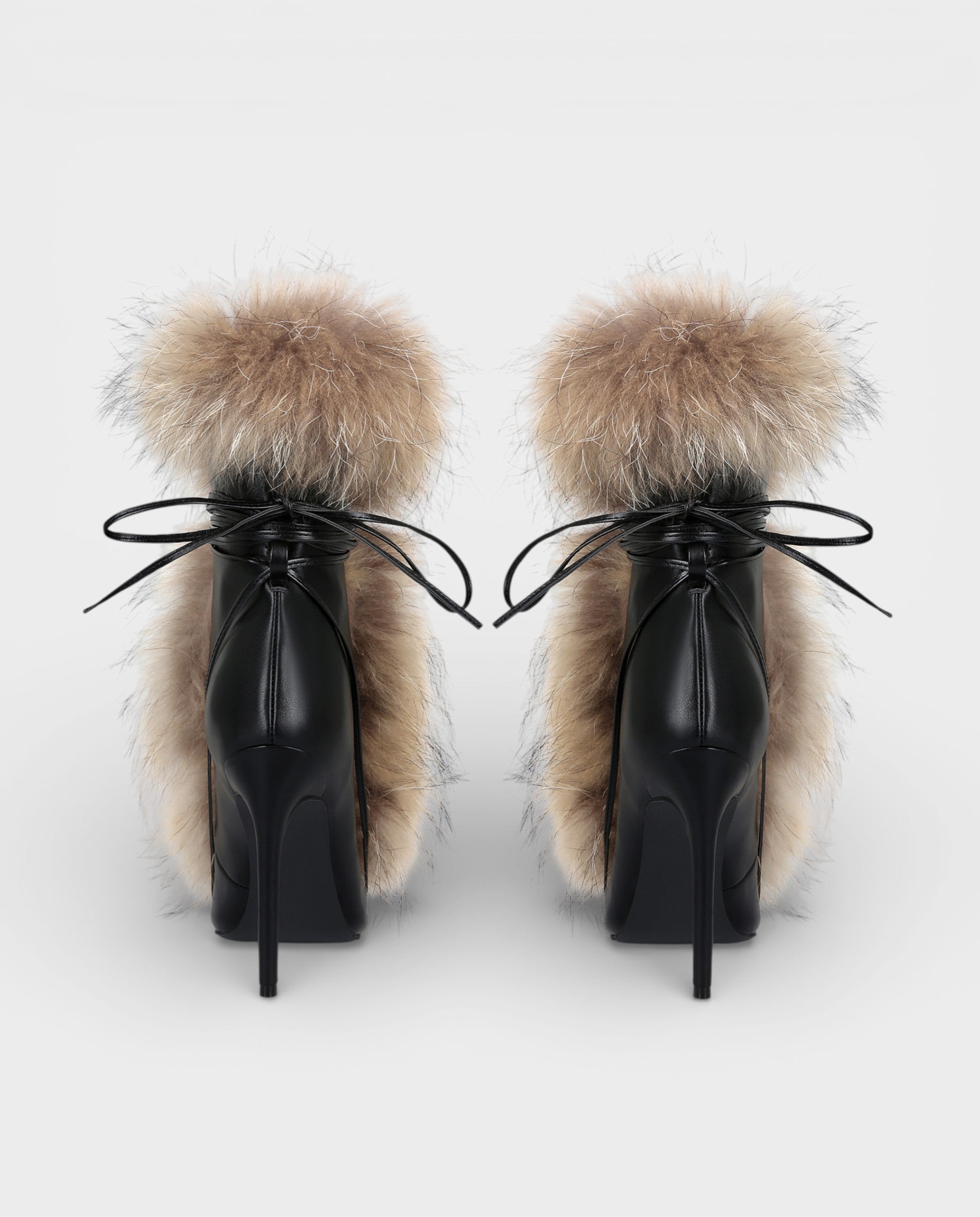 LORINA Faux-Fur Pointed-Toe Bootie Heels