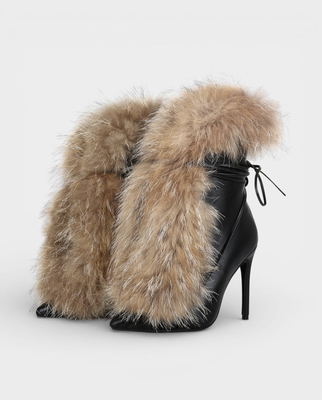 LORINA Faux-Fur Pointed-Toe Bootie Heels